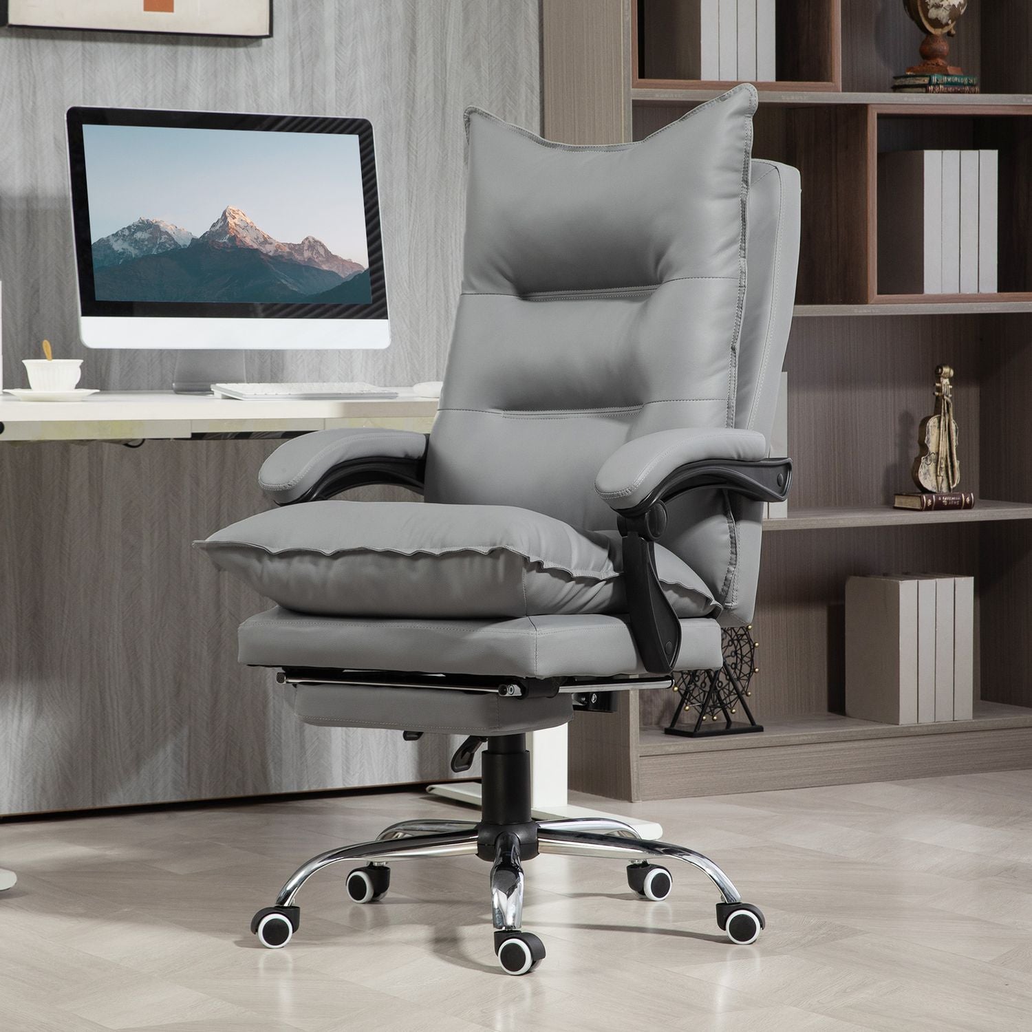 Ergonomická kancelářská židle s podnožkou, polohovací a polstrovaná