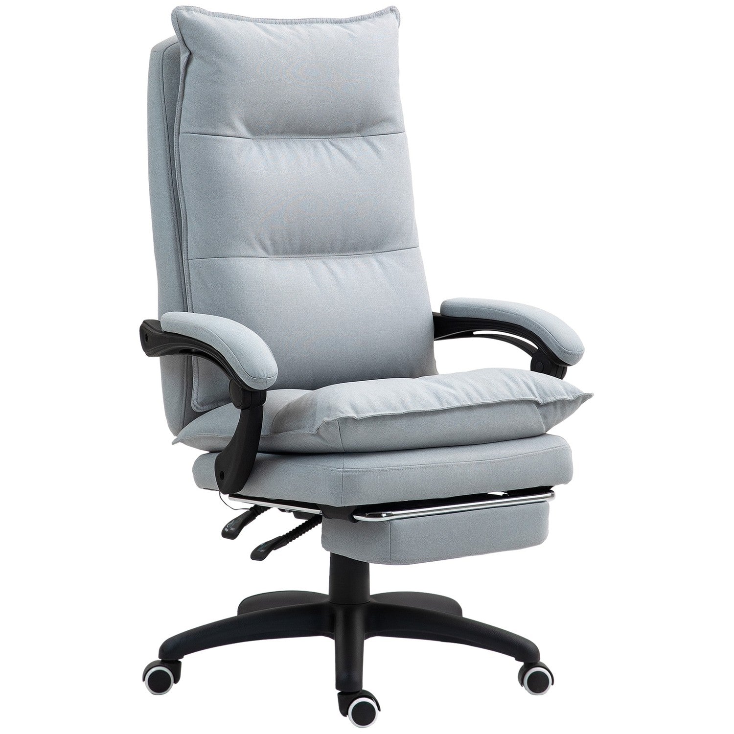 Ergonomické kancelářské křeslo s masáží a funkcí naklápění, světle šedé