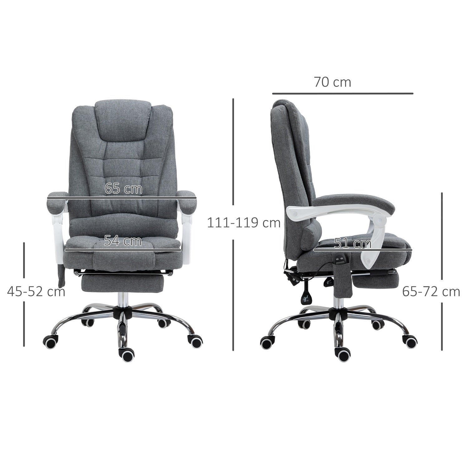 Ergonomisk kontorsstol med värme, massage och fotstöd