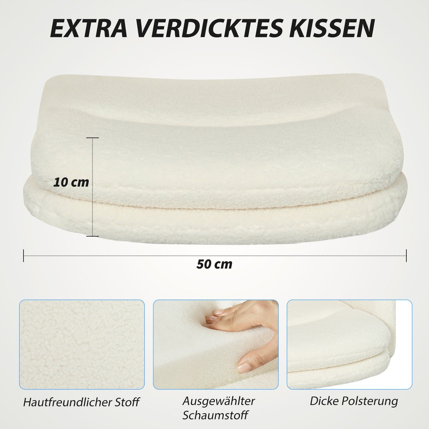 Ergonomisk kontorsstol, tygöverdrag, justerbar, krämfärgad