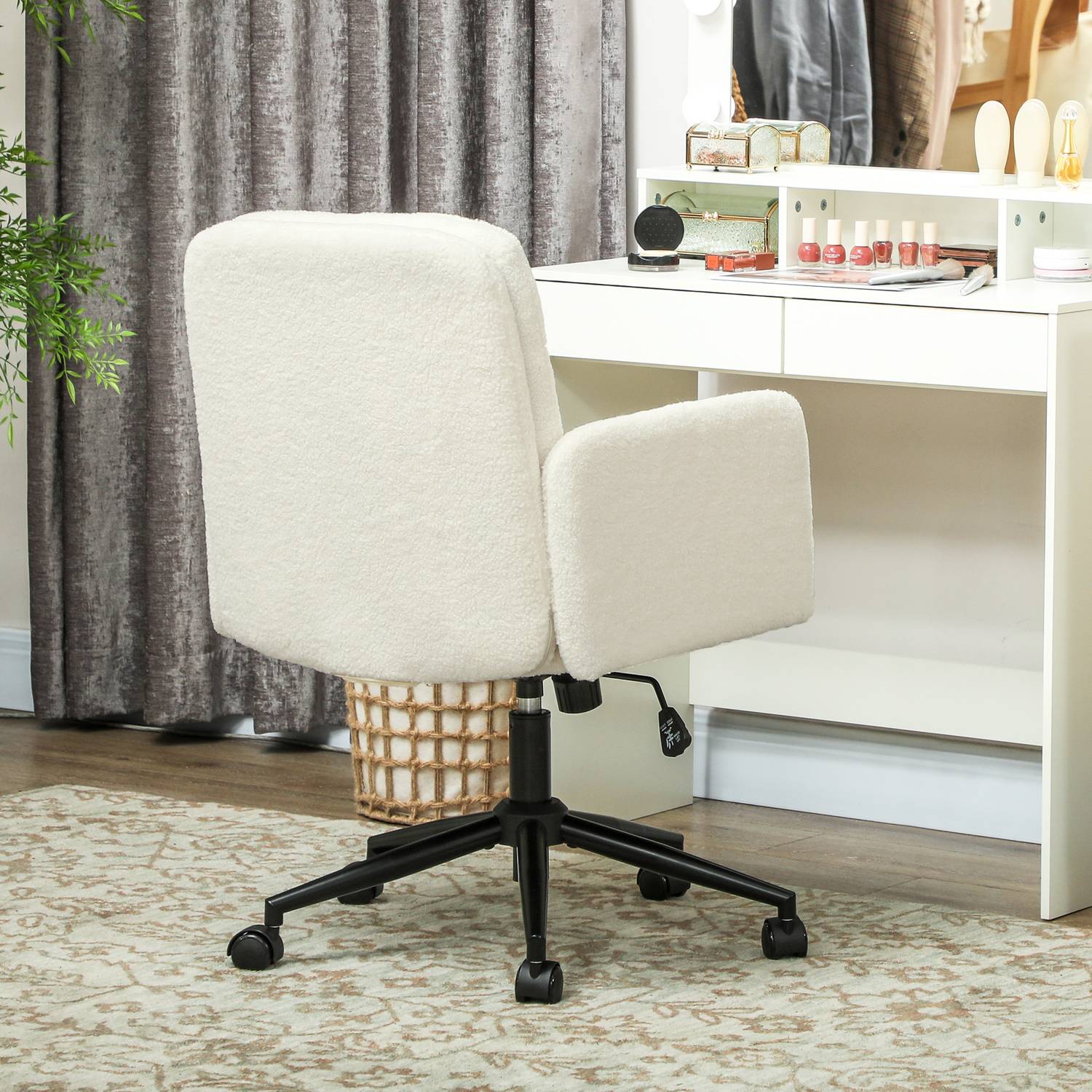 Ergonomisk kontorsstol, tygöverdrag, justerbar, krämfärgad