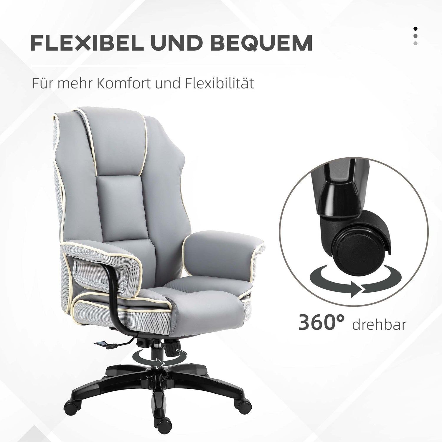 Ergonomická kancelářská židle, skládací a výškově nastavitelná, šedá