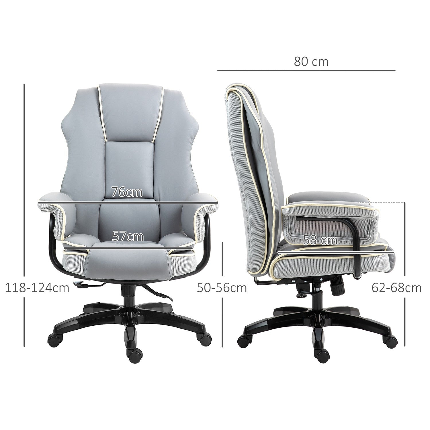 Ergonomická kancelářská židle, skládací a výškově nastavitelná, šedá