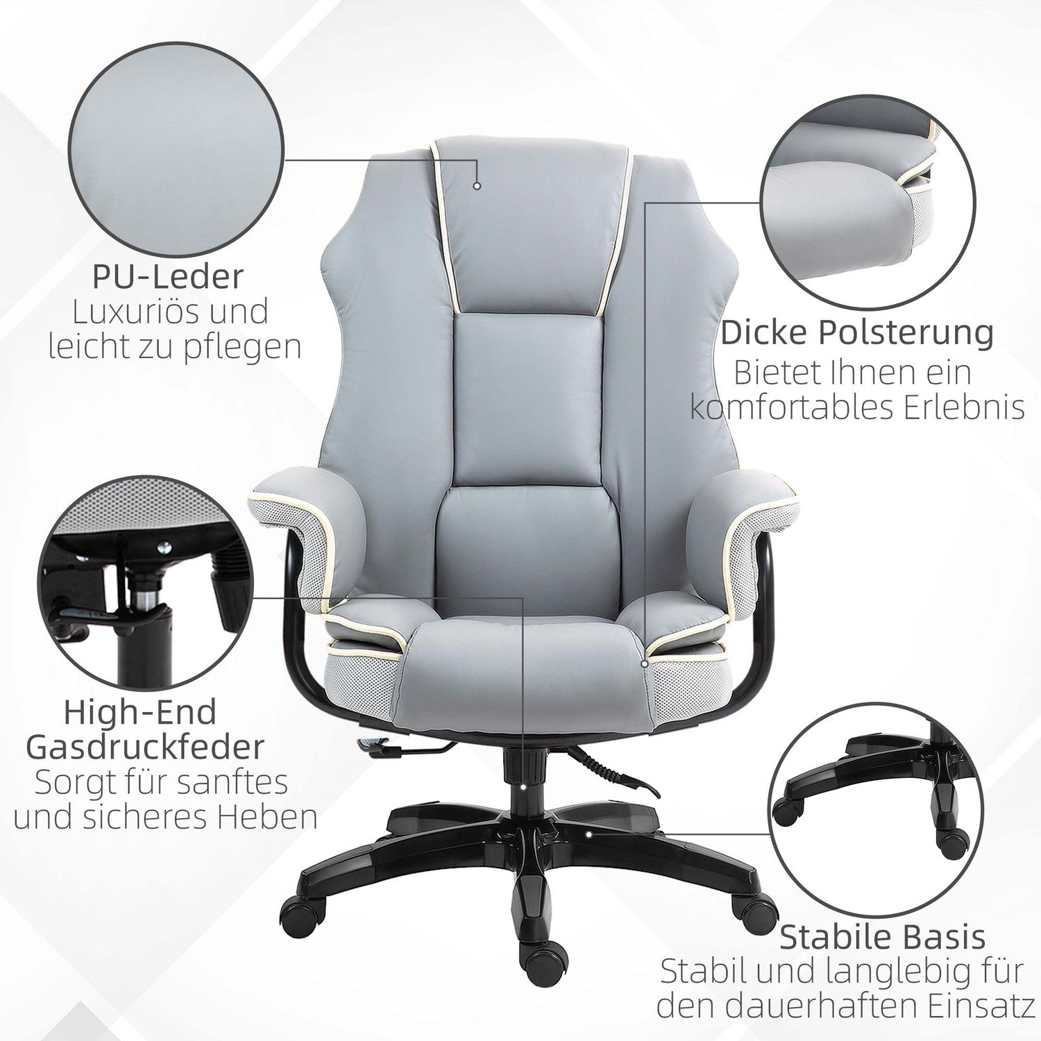 Ergonomická kancelářská židle, skládací a výškově nastavitelná, šedá