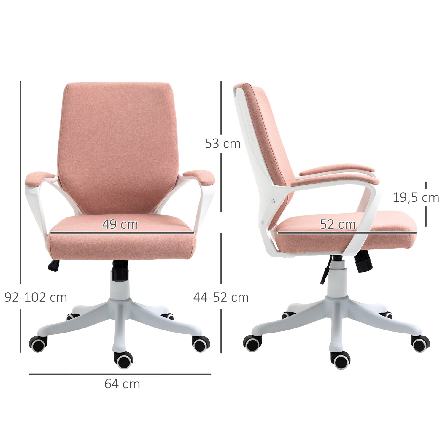 Ergonomisk skrivbordsstol, justerbar höjd, tjock stoppning