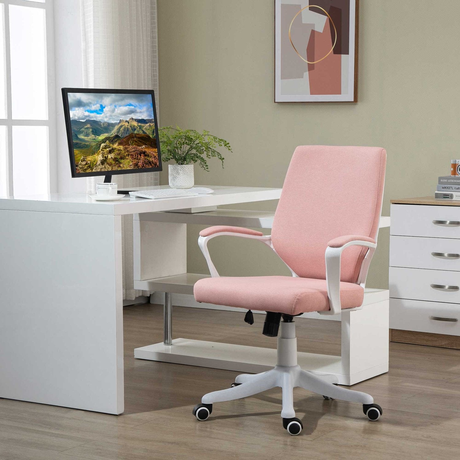 Ergonomisk skrivbordsstol, justerbar höjd, tjock stoppning
