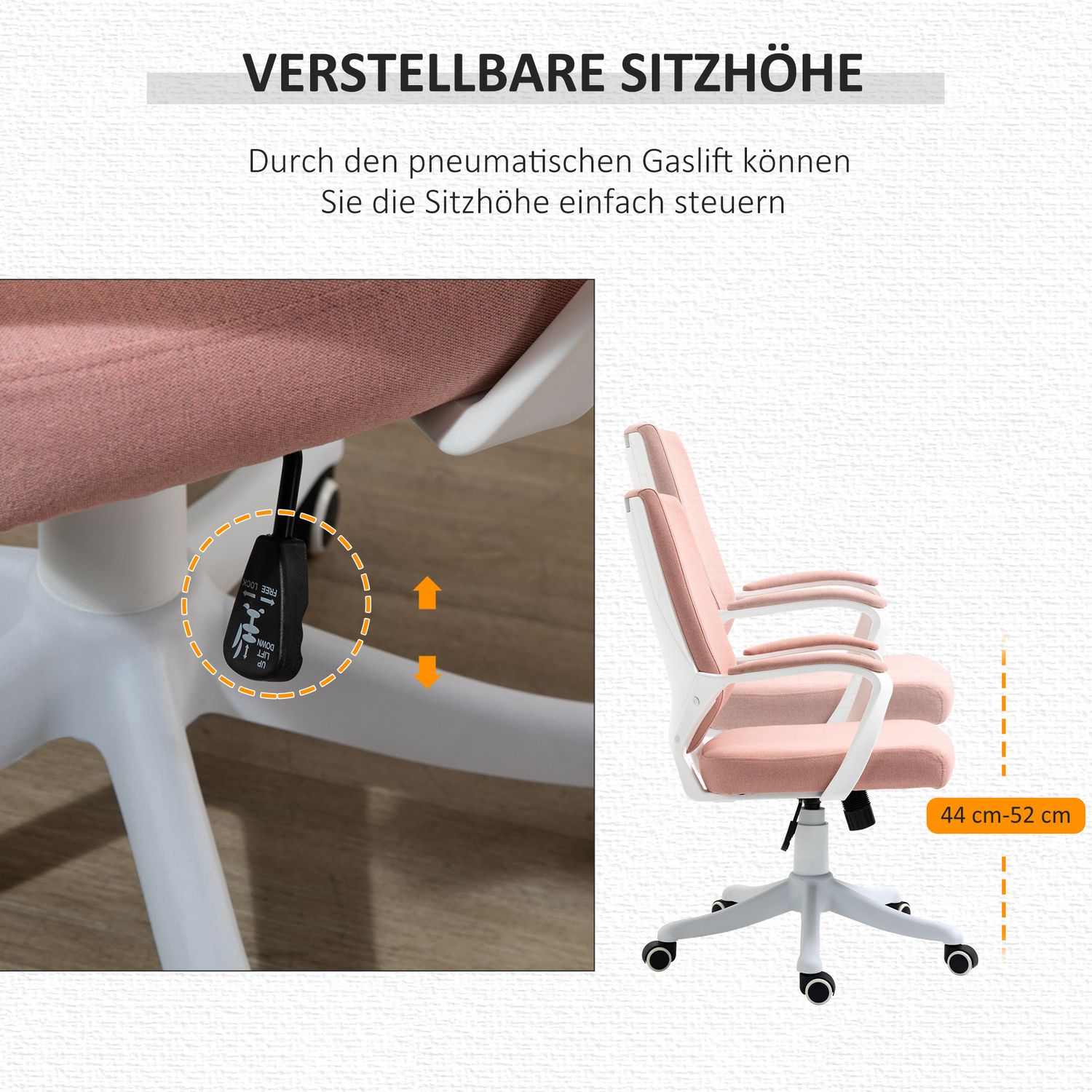 Ergonomisk skrivbordsstol, justerbar höjd, tjock stoppning