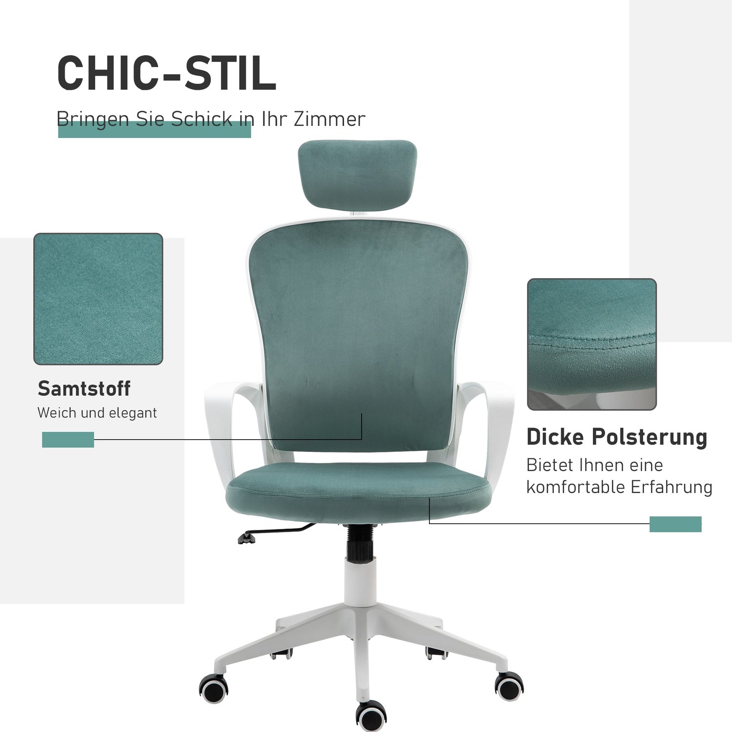 Ergonomisk skrivbordsstol, justerbar höjd, vippfunktion