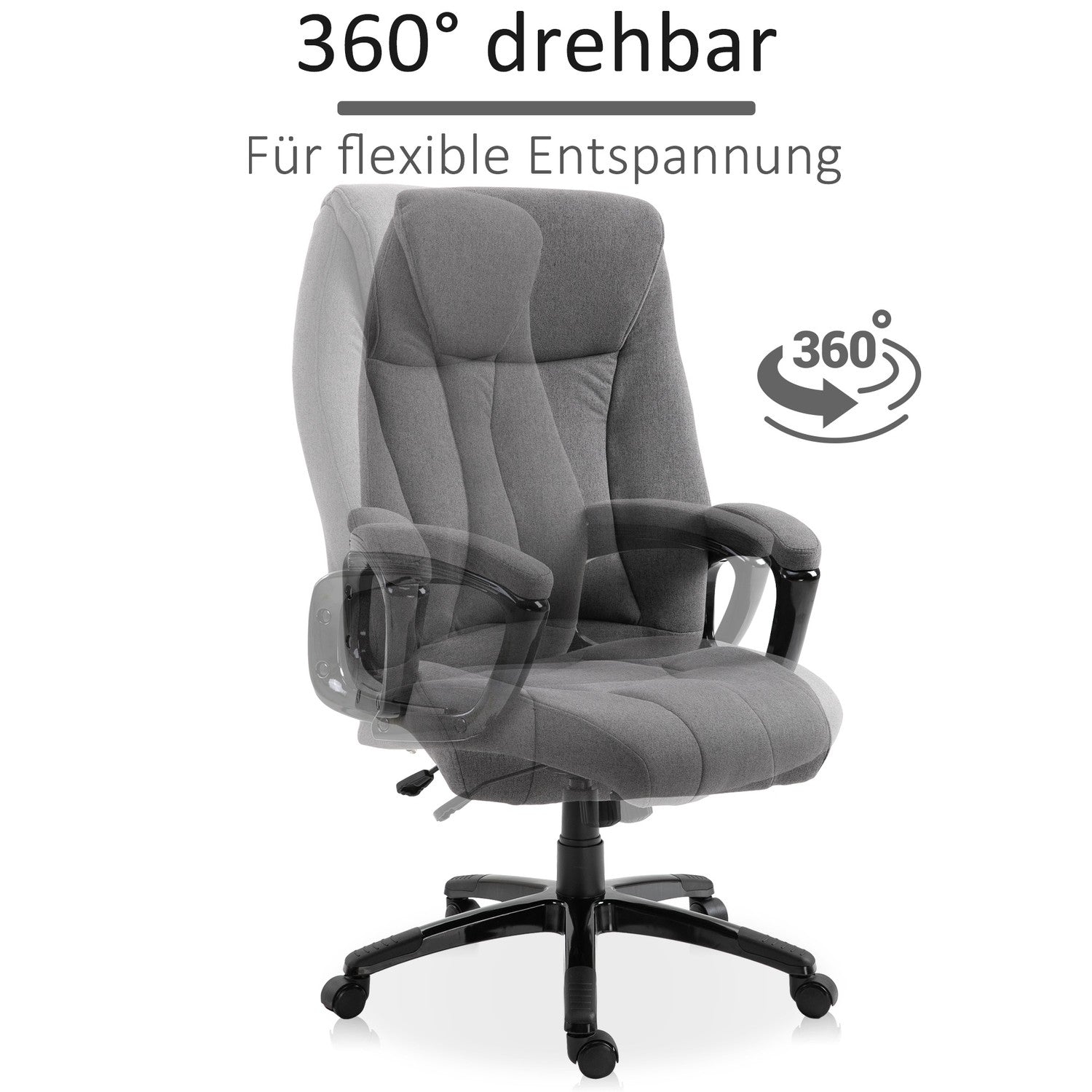 Ergonomisk spelkontorsstol, justerbar höjd, massage, grå