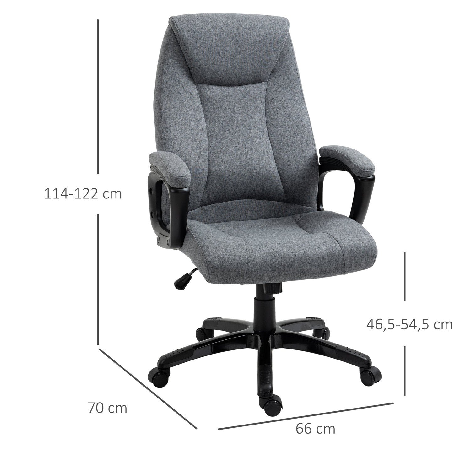 Ergonomisk spelkontorsstol, justerbar höjd, massage, grå