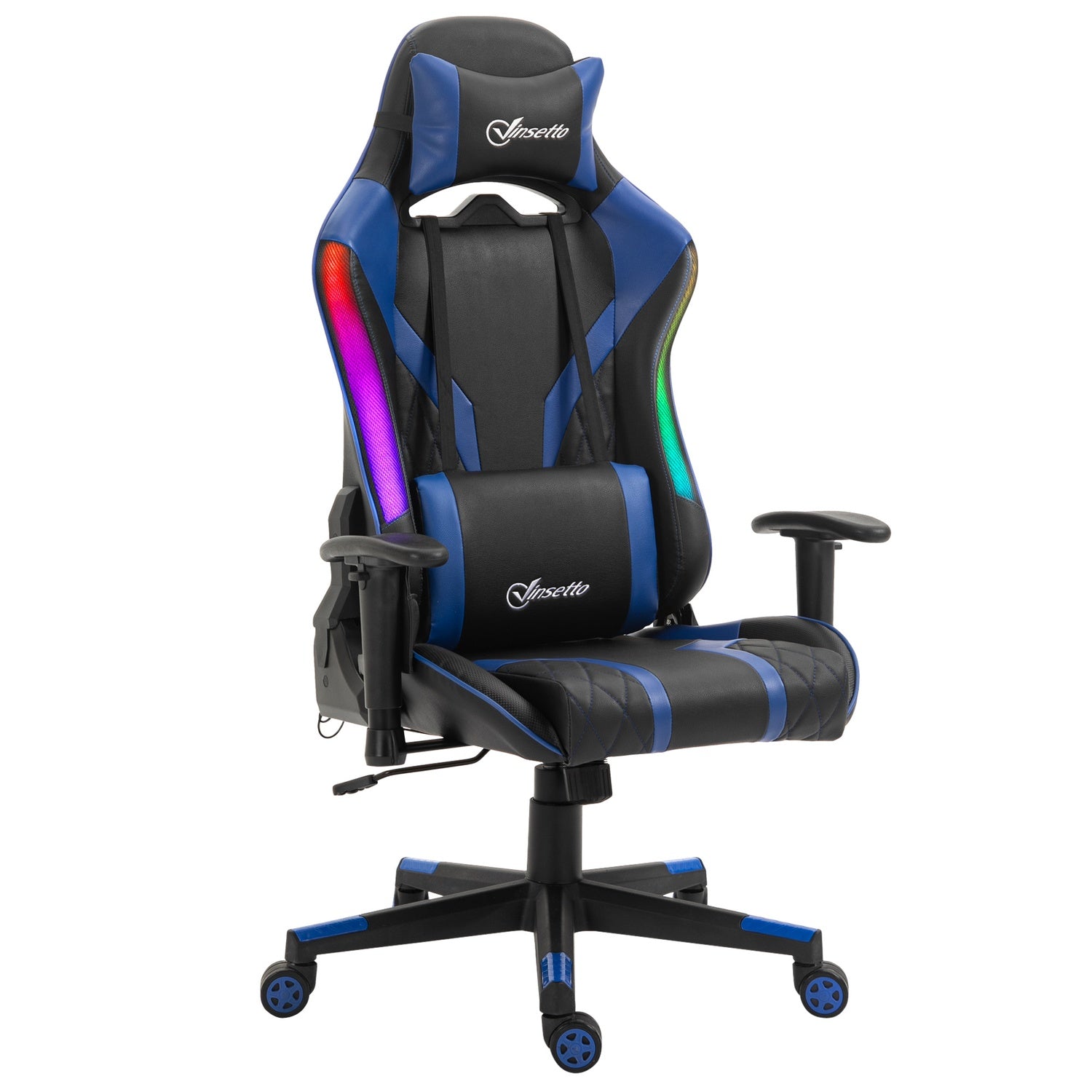Ergonomisk spelstol med LED, justerbart armstöd, hög rygg