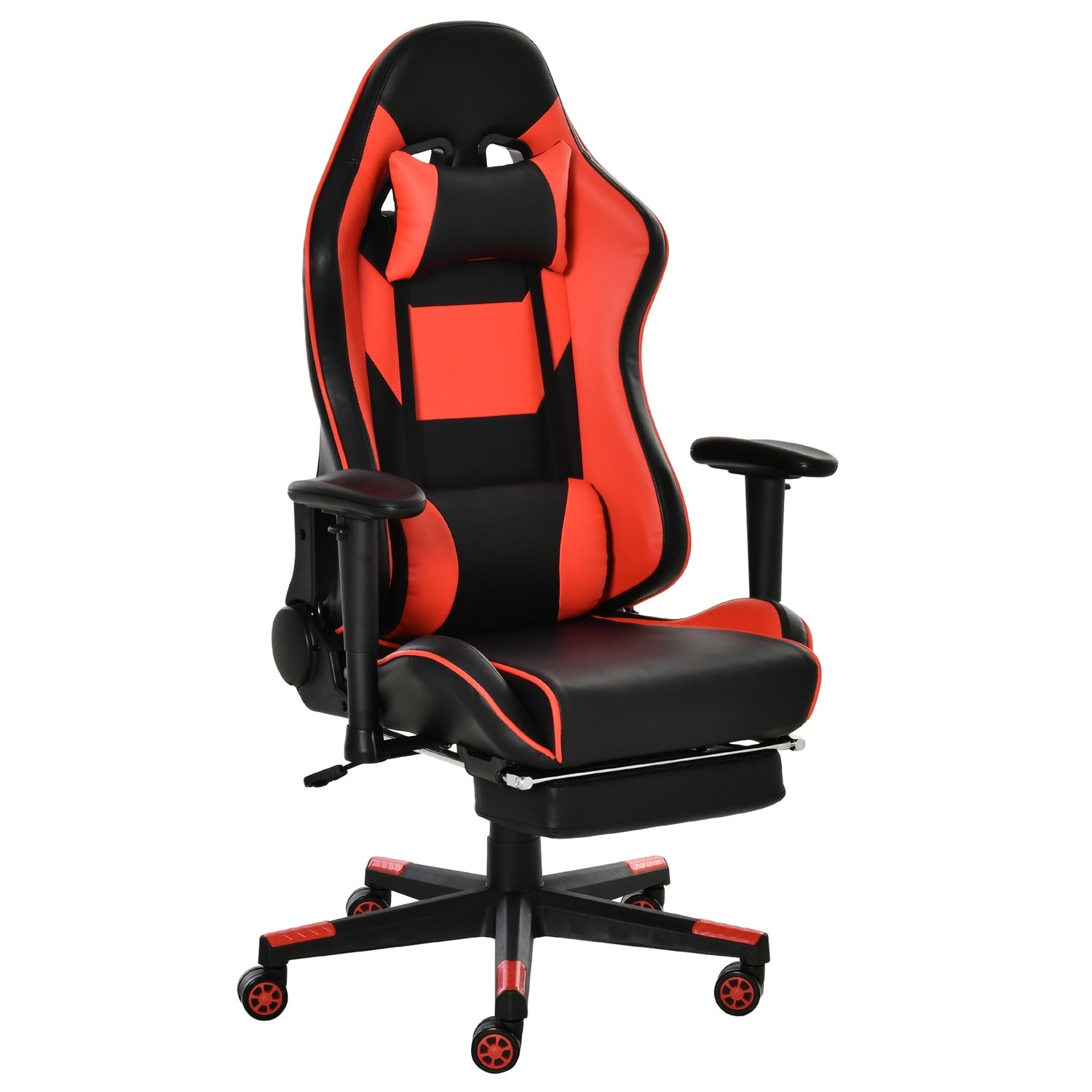 Ergonomisk spelstol med fällbart fotstöd, svart