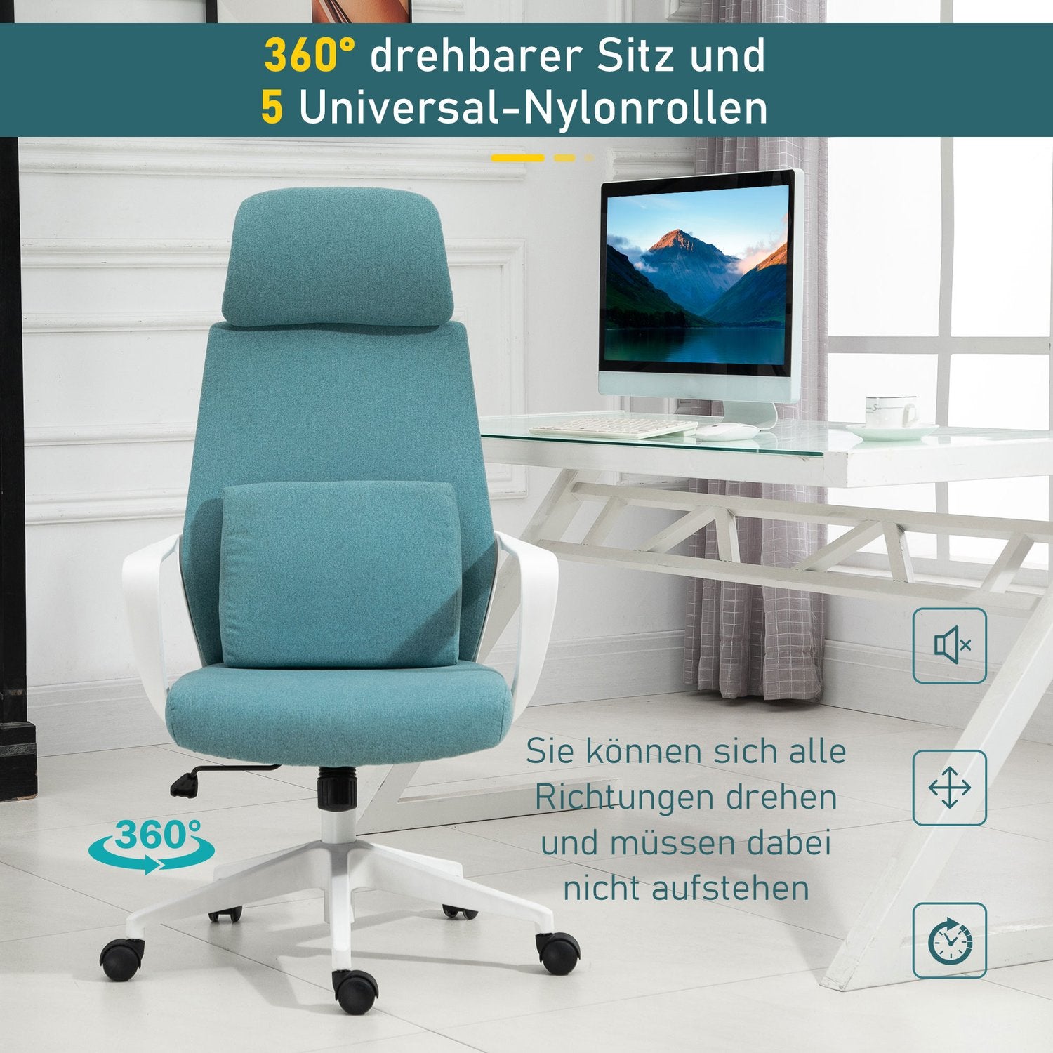 Ergonomisk spelstol med massage & justerbar höjd, blå