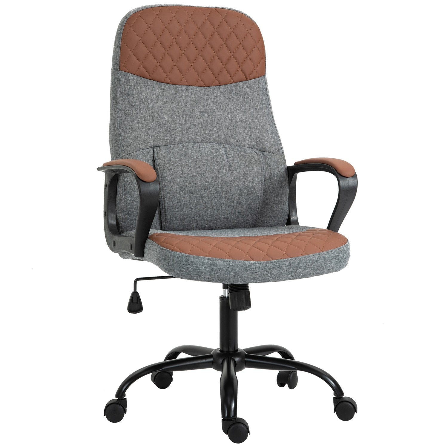 Ergonomisk spelstol, vridbar kontorsstol, grå/brun
