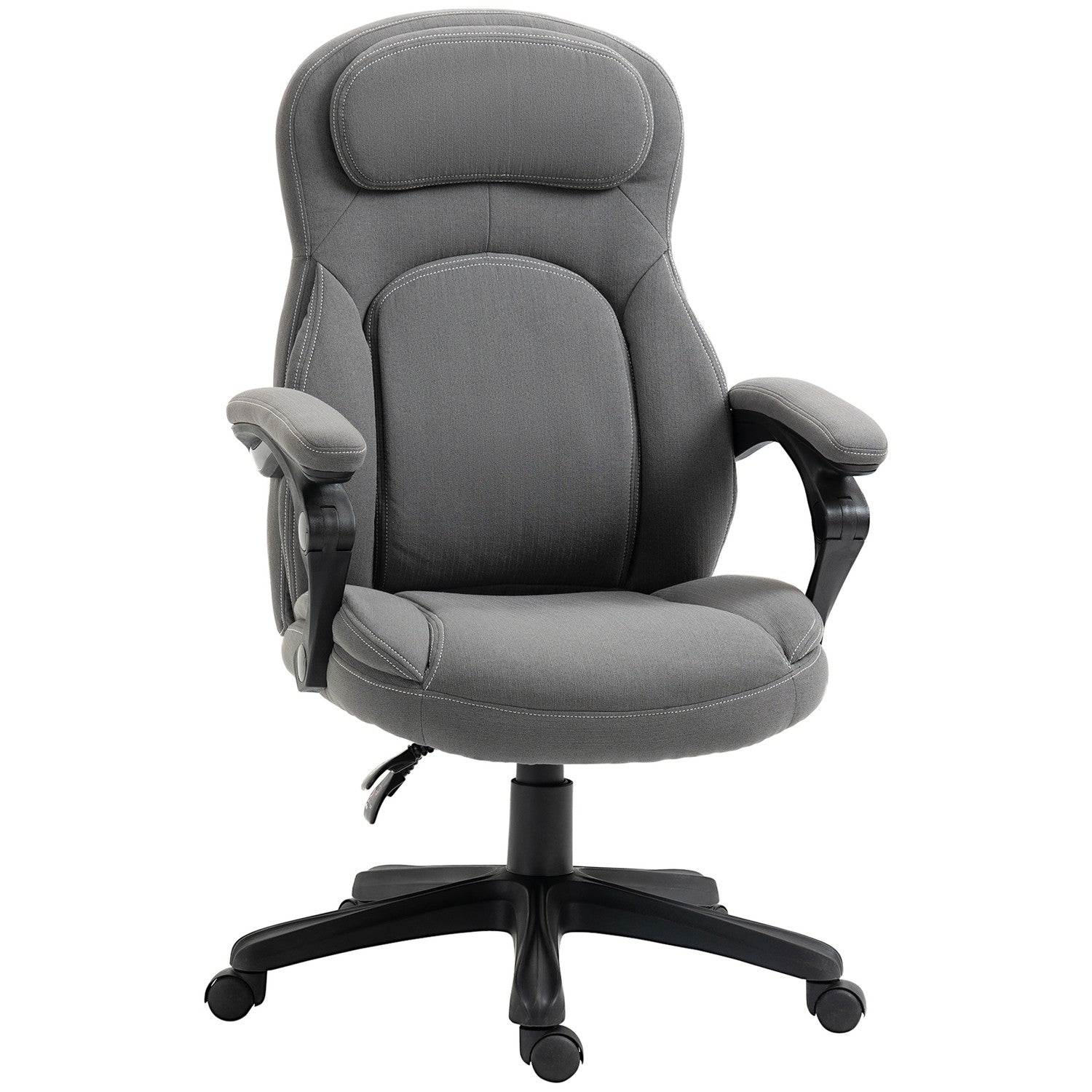 Ergonomisk vridbar kontorsstol, höjdjusterbar, linnelook