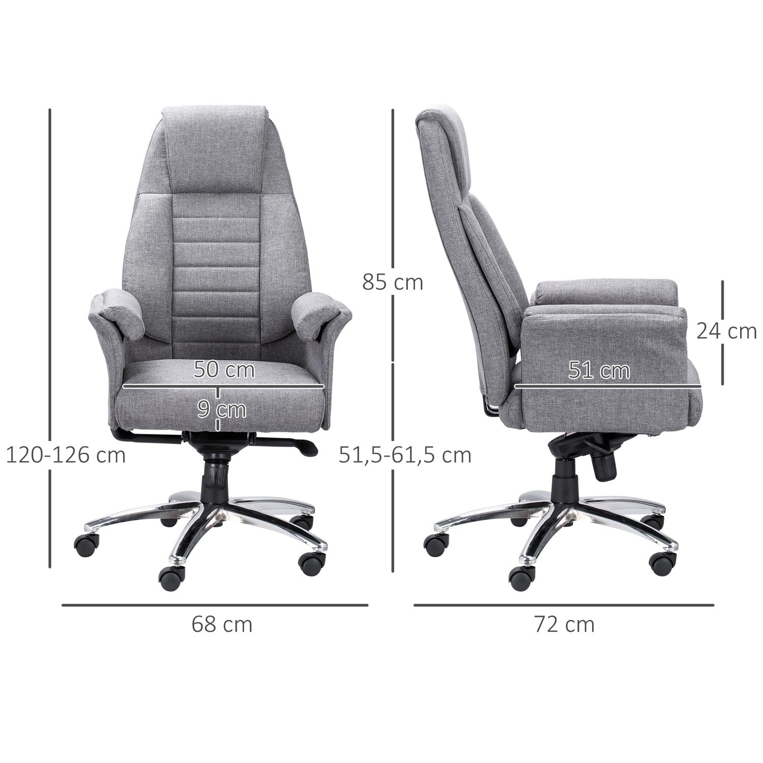 Ergonomisk vridbar kontorsstol, justerbara armstöd, ljusgrå