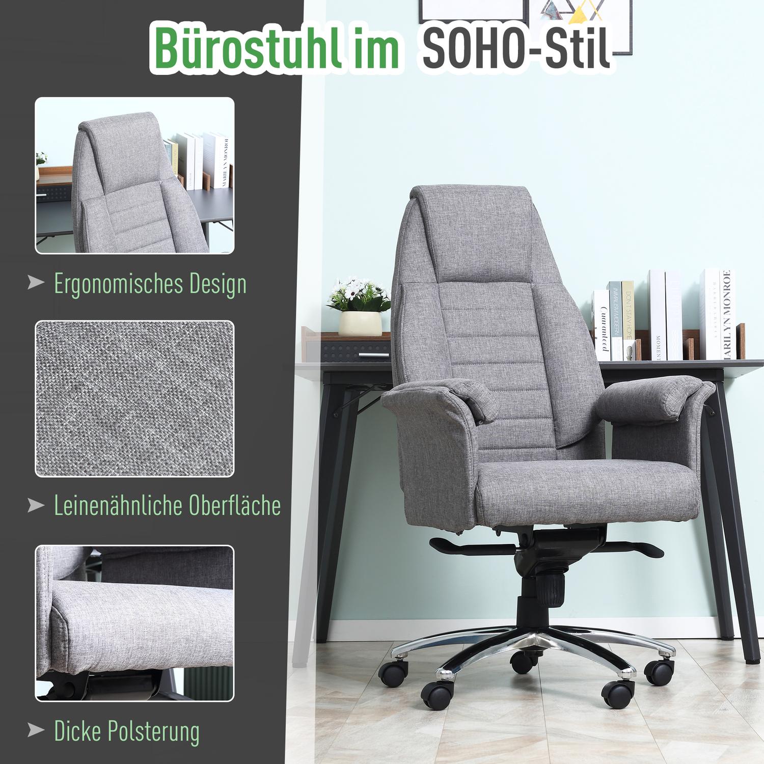 Ergonomisk vridbar kontorsstol, justerbara armstöd, ljusgrå