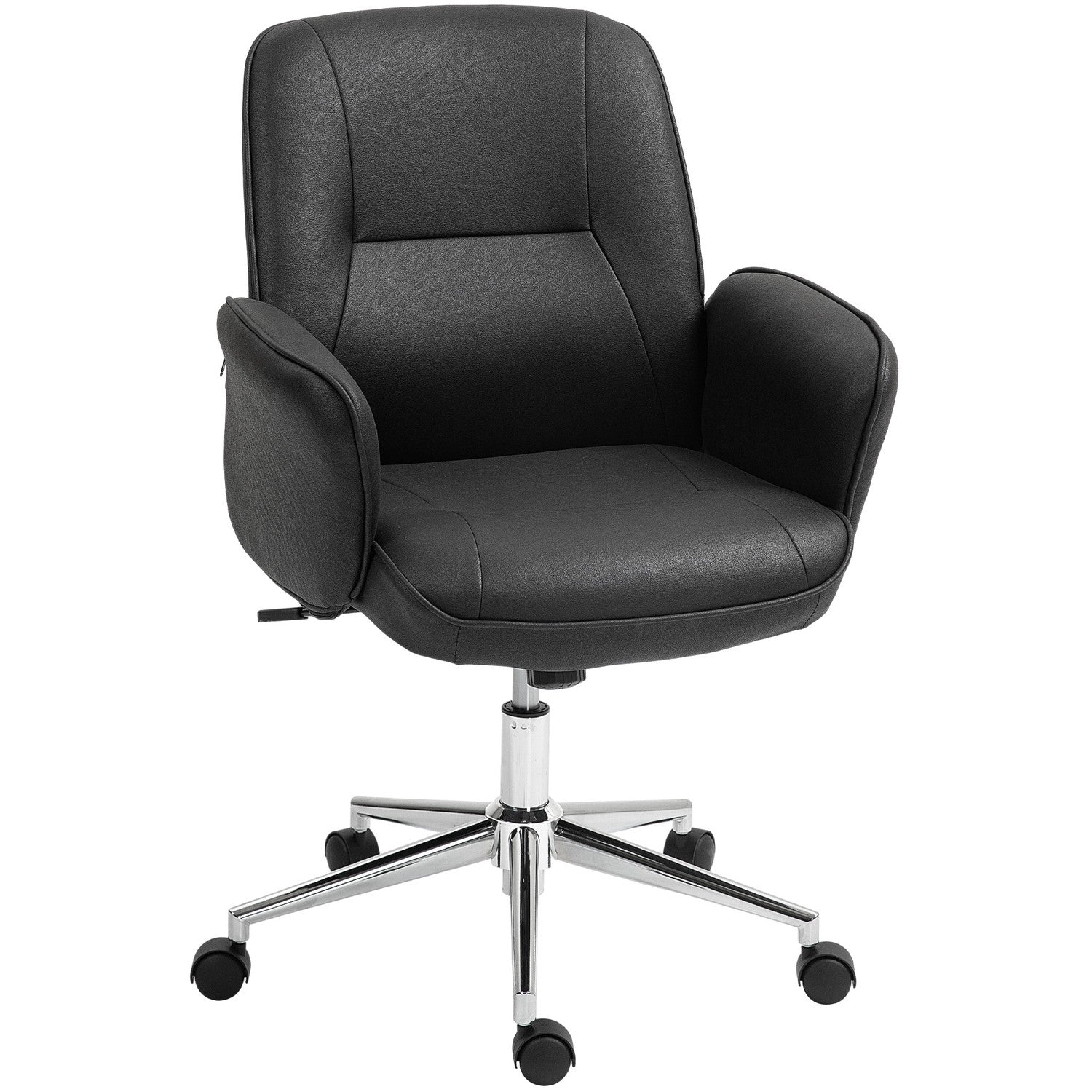 Ergonomická otočná kancelářská židle s nastavitelnou výškou, černá, z mikrovlákna