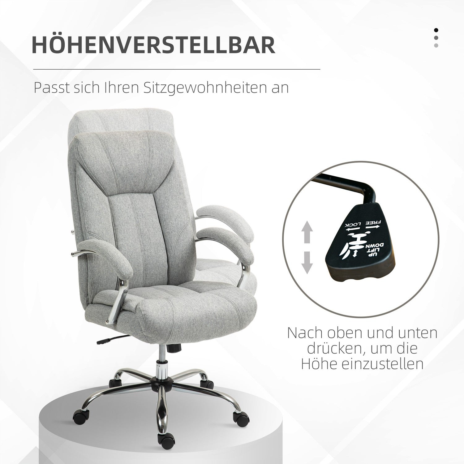Ergonomická otočná kancelářská židle, polstrované nastavitelné područky