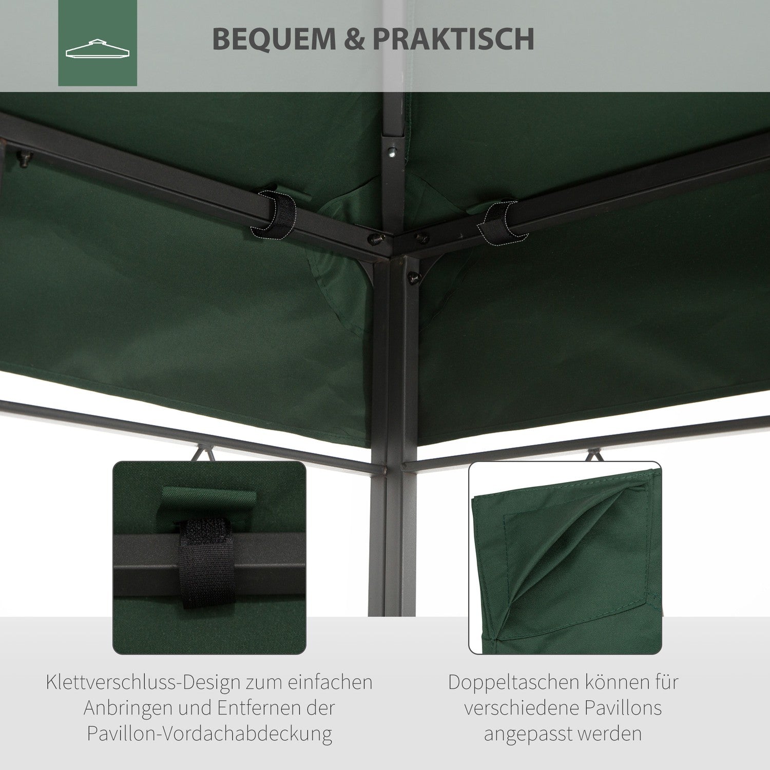 Ersättningsgazebo tak, 3x4M polyester, grön