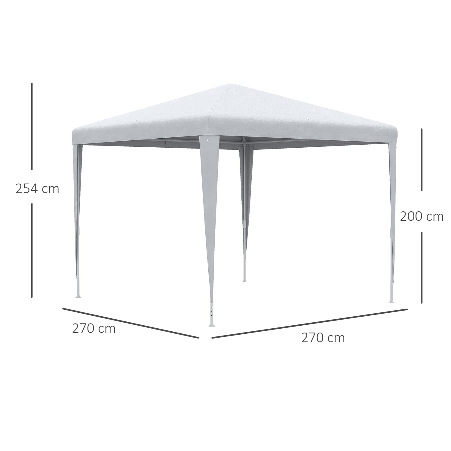 Festtält, 2,7x2,7M, Stabil Stålstomme, Vit Presenning