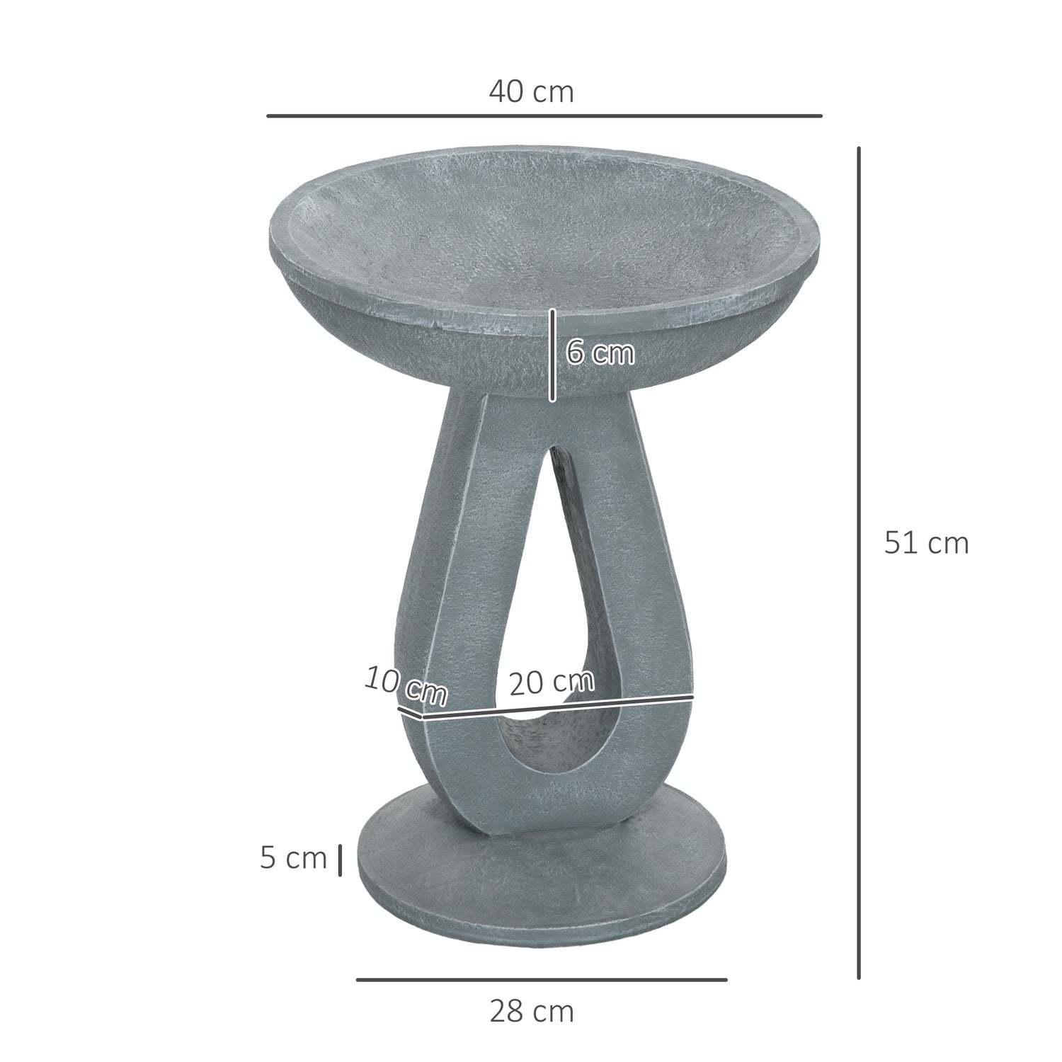 Ptačí pítko a krmítko, vzhled kamene, šedé, 51 cm, pro zahradu