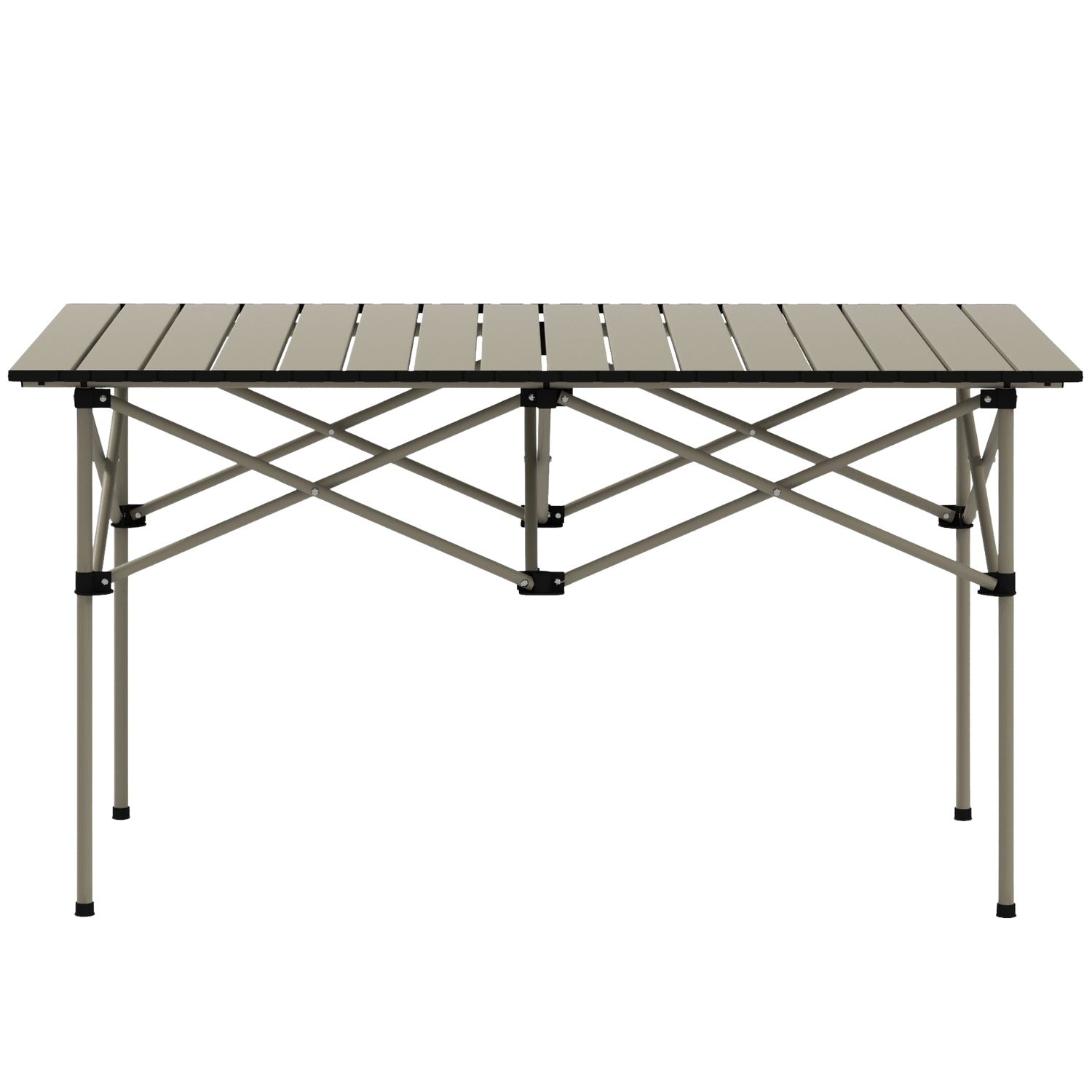 Skládací kempingový stůl z hliníku – lehký, 95 x 55 cm, khaki