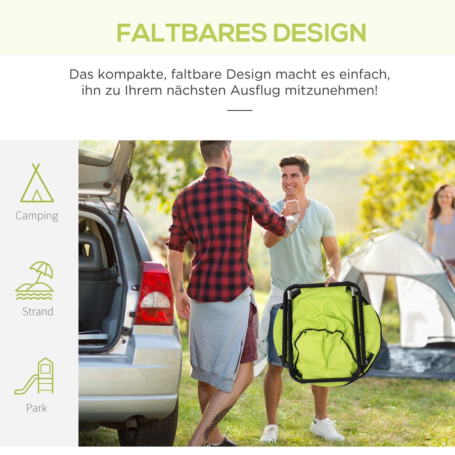Fällbar utomhuscampingstol, vadderad upp till 120 kg, gul
