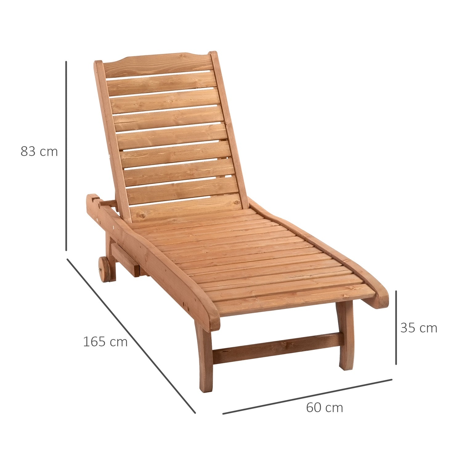 Folding Fir Wood Solstol, Mobil & Portabel – Brun/Röd