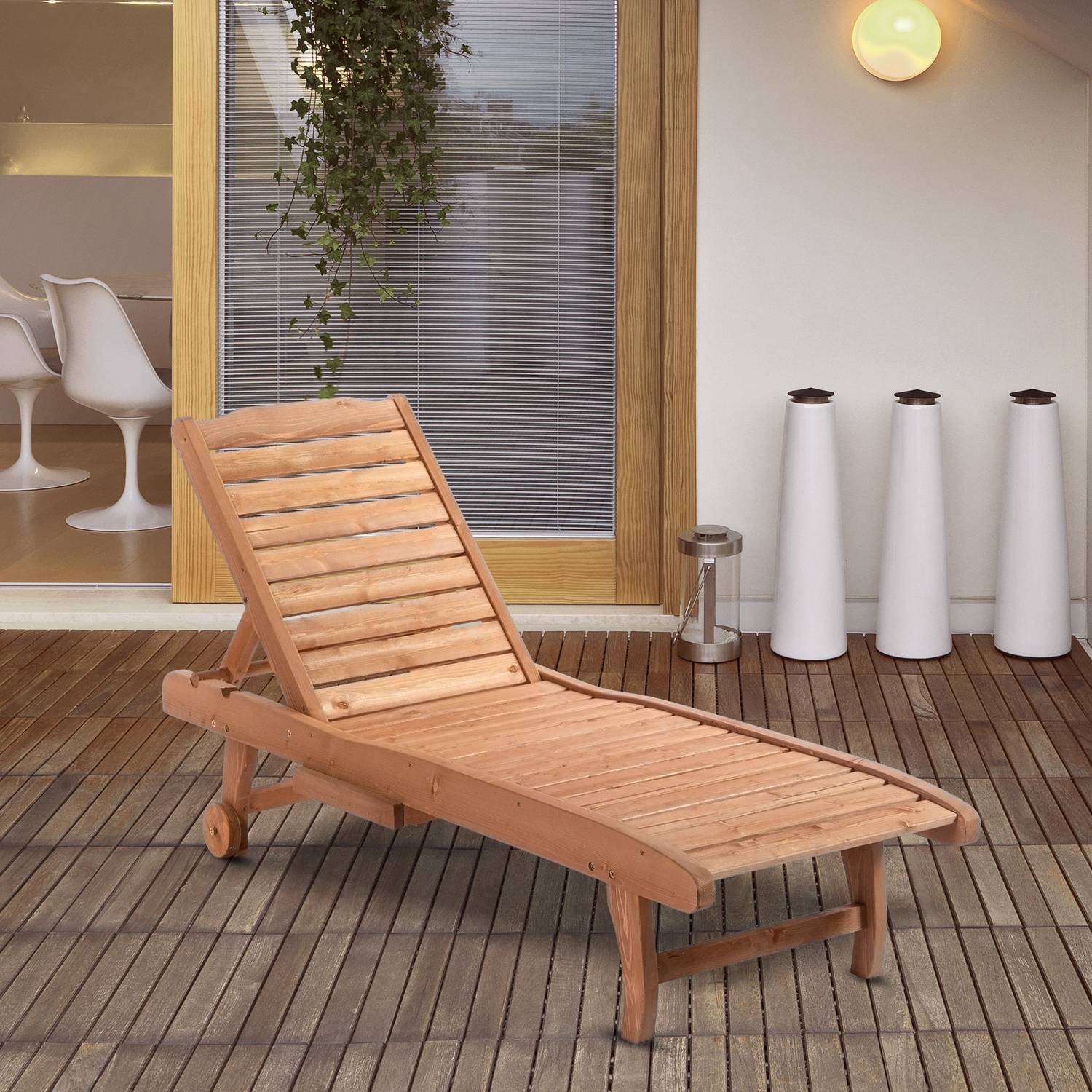 Folding Fir Wood Solstol, Mobil & Portabel – Brun/Röd