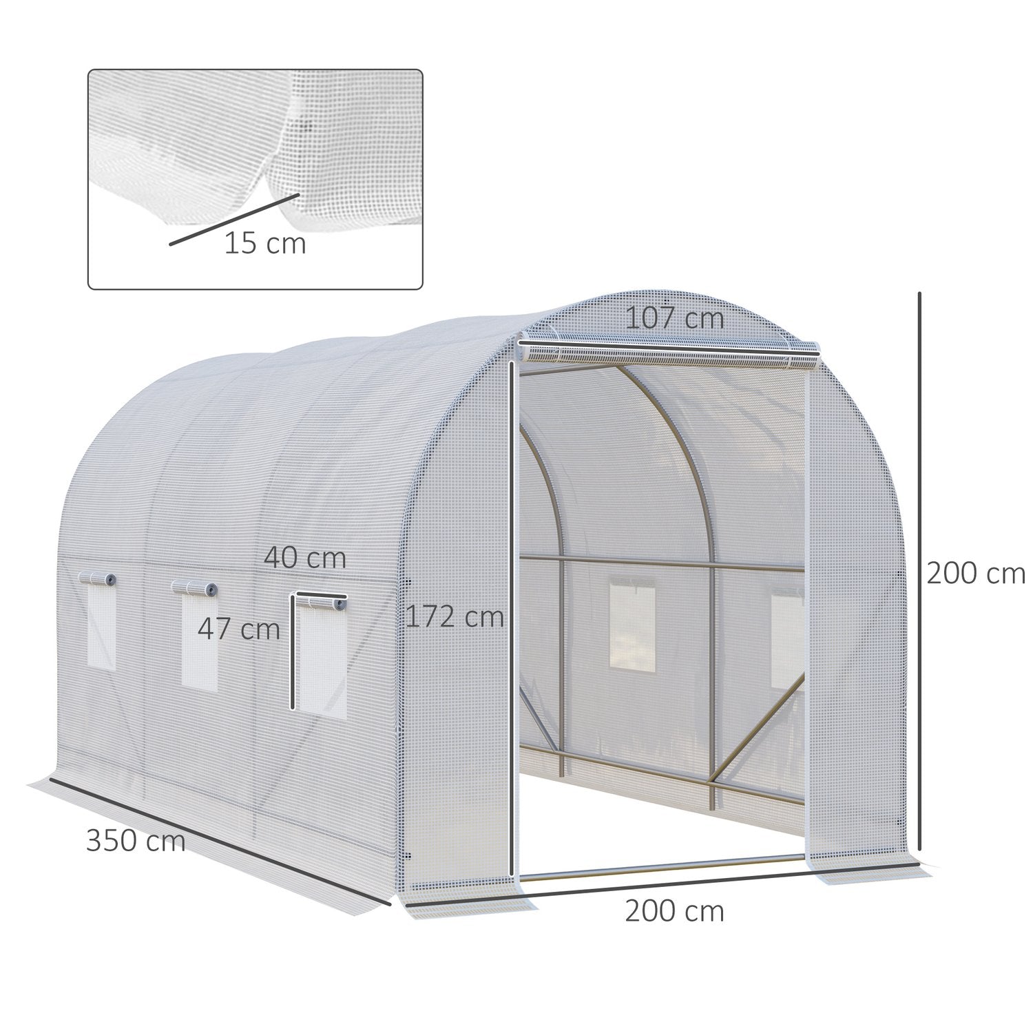 Folieväxthus för trädgård – 350x200x200cm Plant Shelter