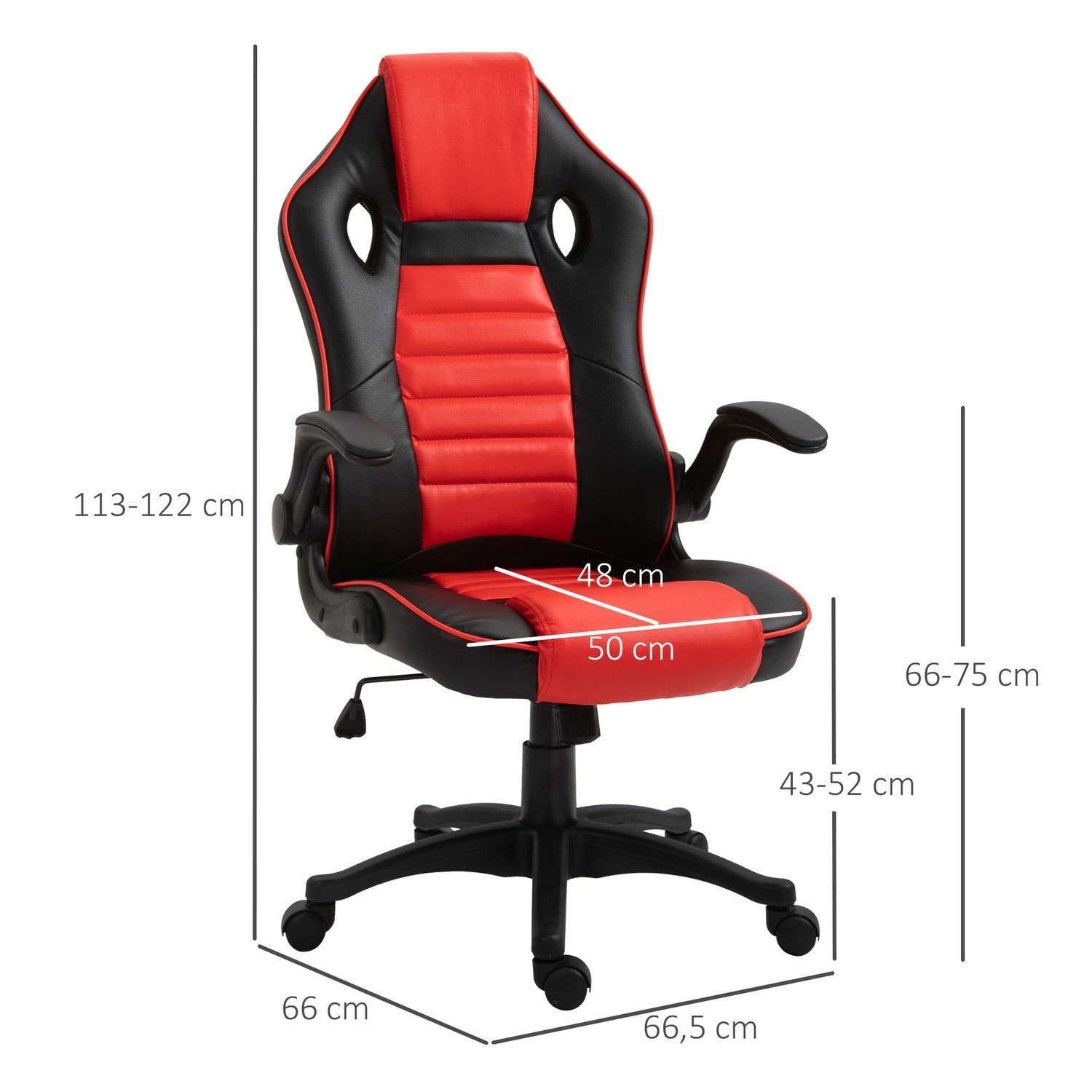 Gaming Racing Stol, Ergonomisk, Justerbar, Röd & Svart