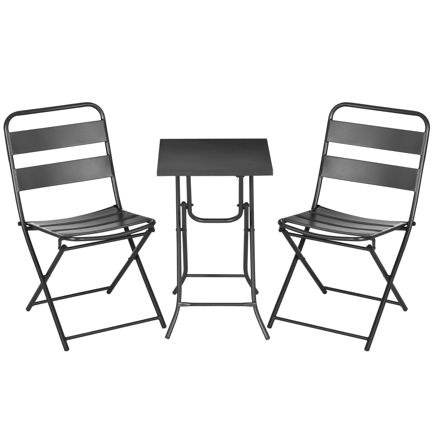 Garden Bistro Set – 1 bord och 2 stolar, stål, svart