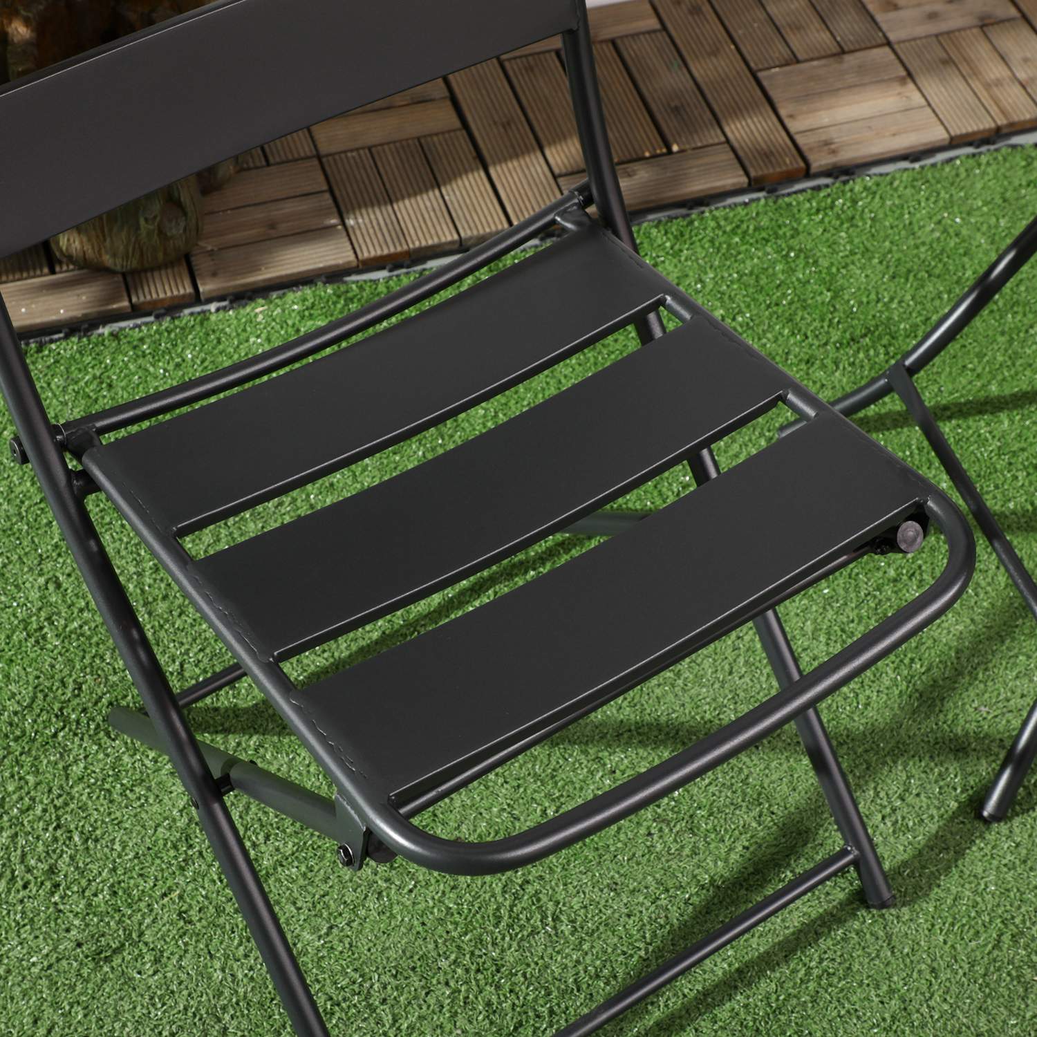 Garden Bistro Set – 1 bord och 2 stolar, stål, svart