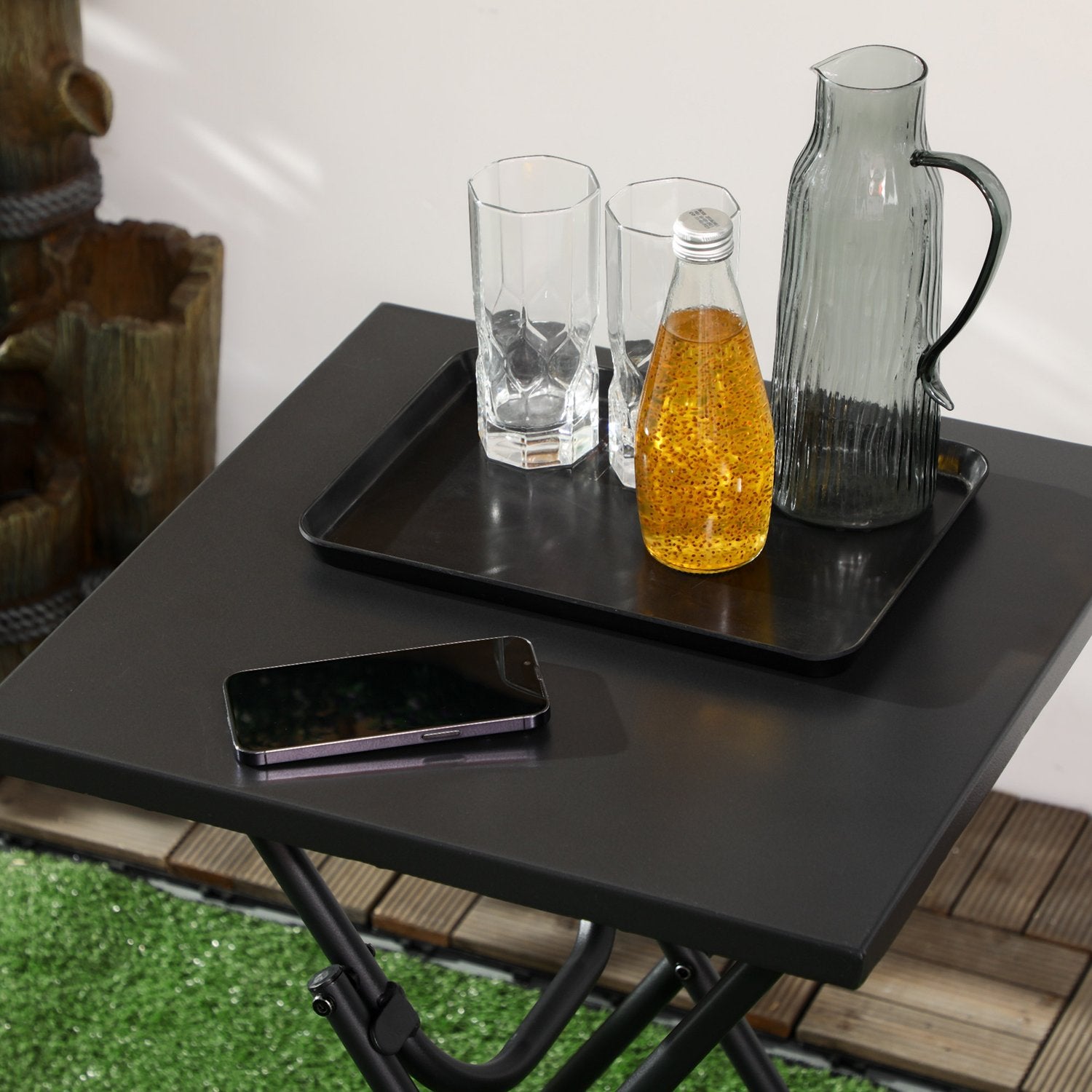 Garden Bistro Set – 1 bord och 2 stolar, stål, svart