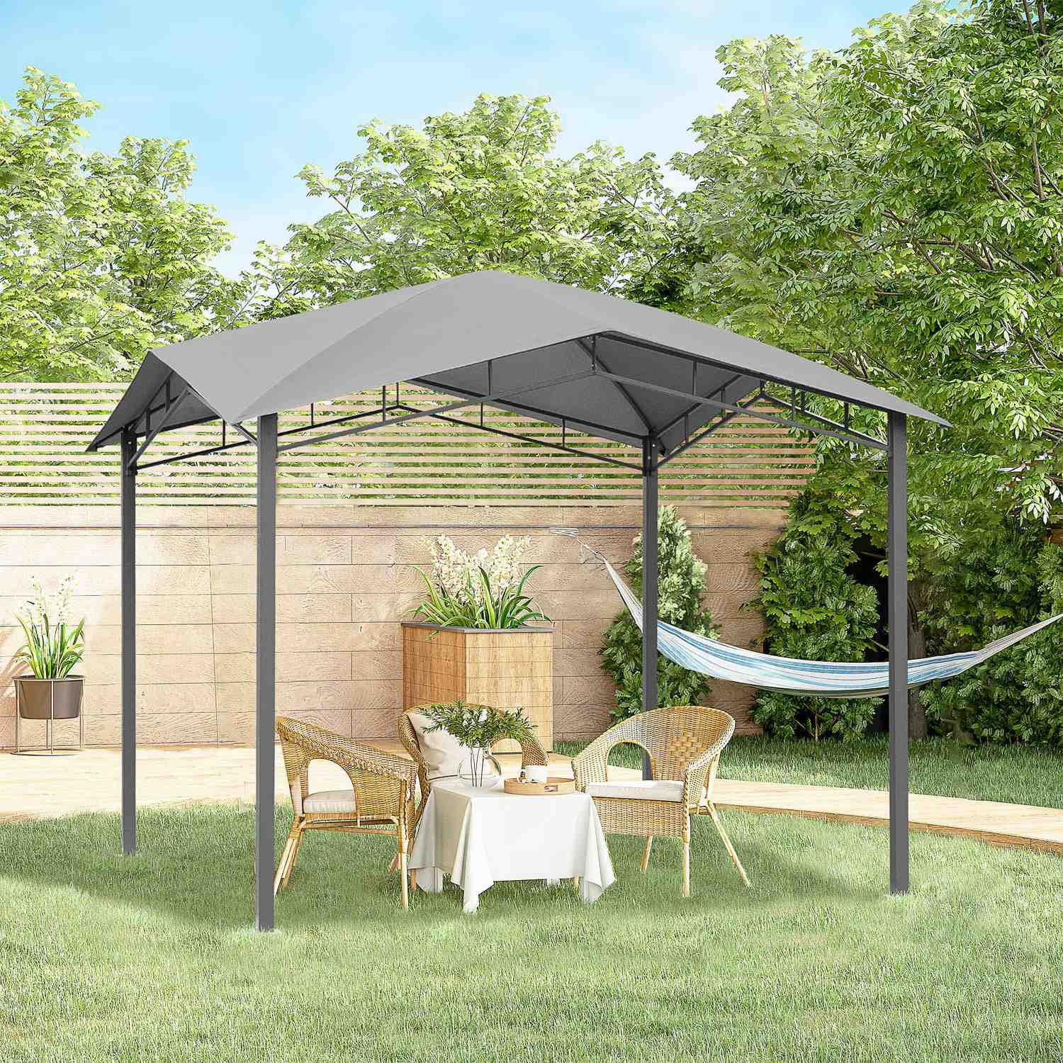 Garden Gazebo 3x3M, Solskydd, Metall/Polyester