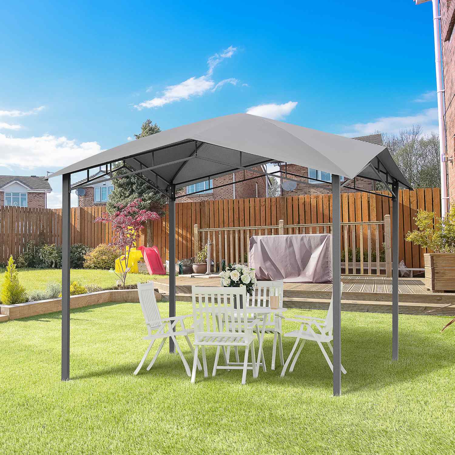 Garden Gazebo 3x3M, Solskydd, Metall/Polyester