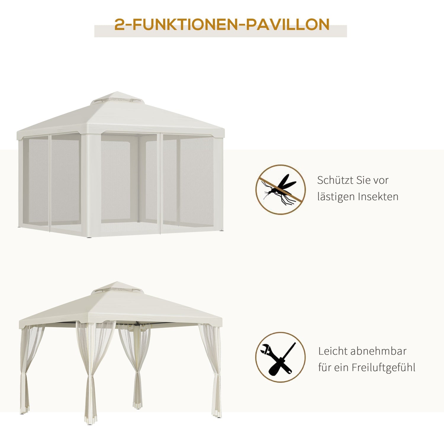 Garden Gazebo 3x3m, väderbeständig med sidoväggar