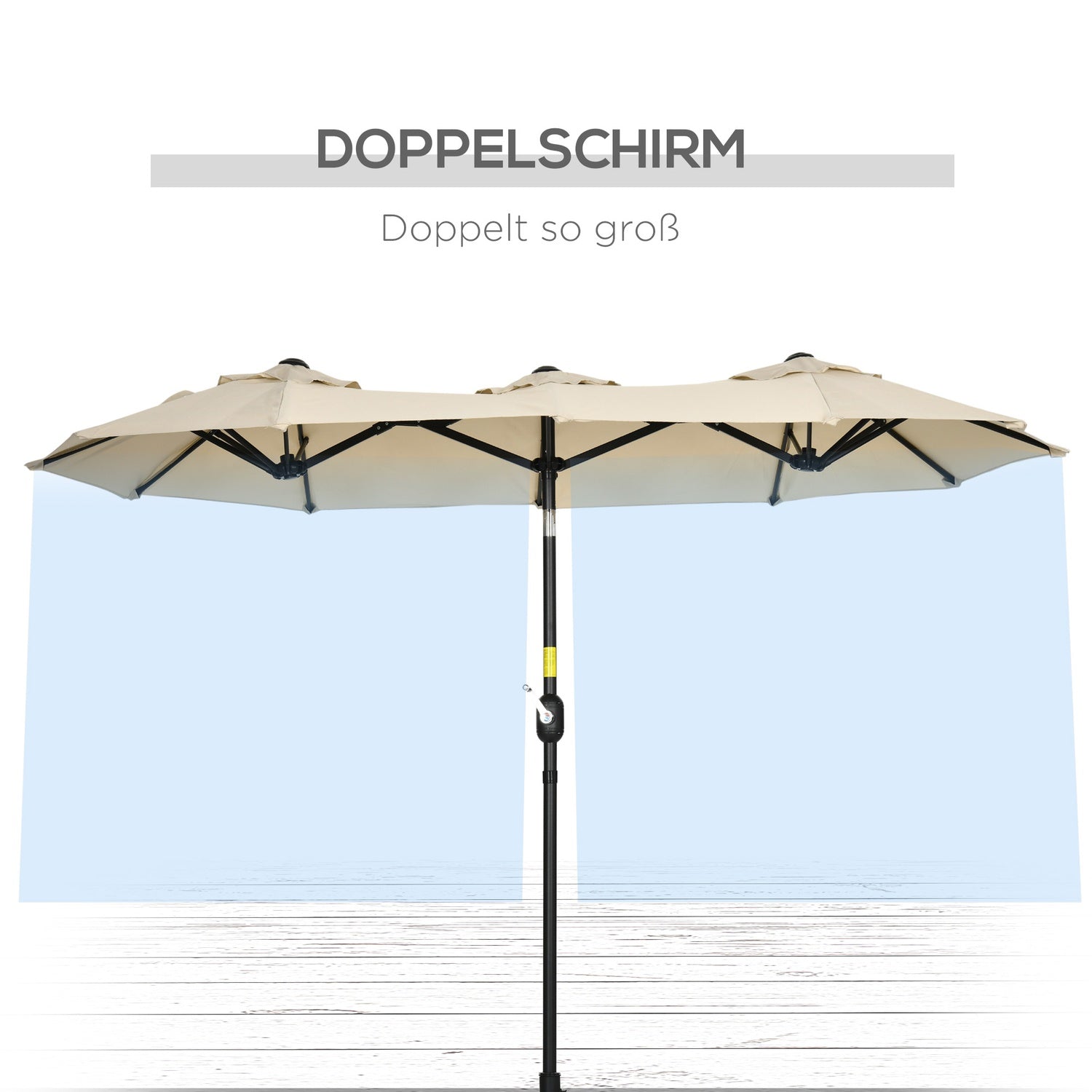 Garden Market Paraply, 285x147cm, Tilt & Wind Roof
