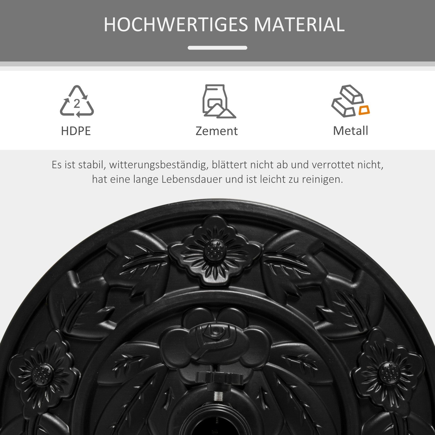 Garden Paraply Base 9Kg, Flower Design, Ø35/38/48Mm