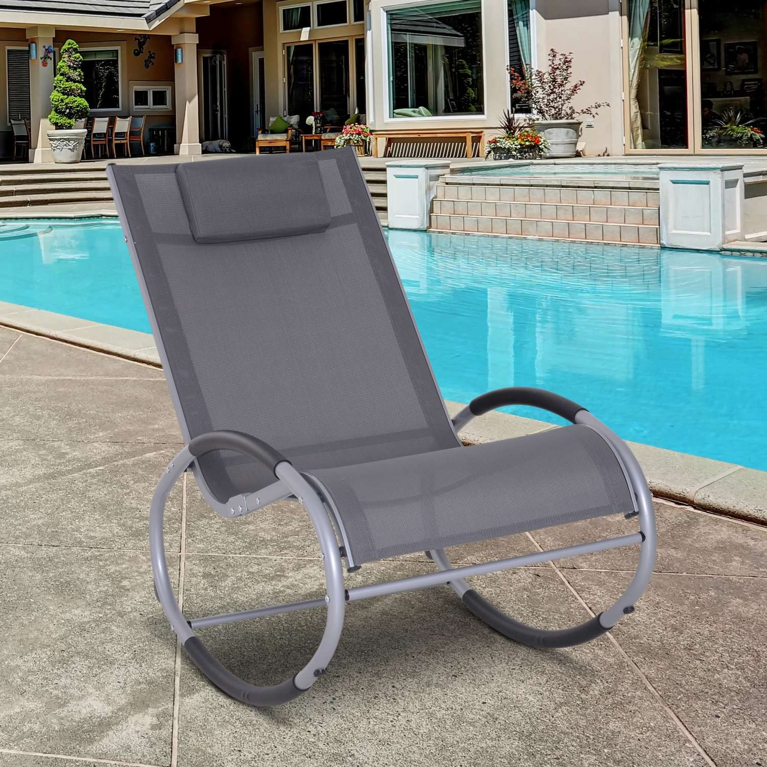 Garden Swing Lounger med kudde, väderbeständig aluminium
