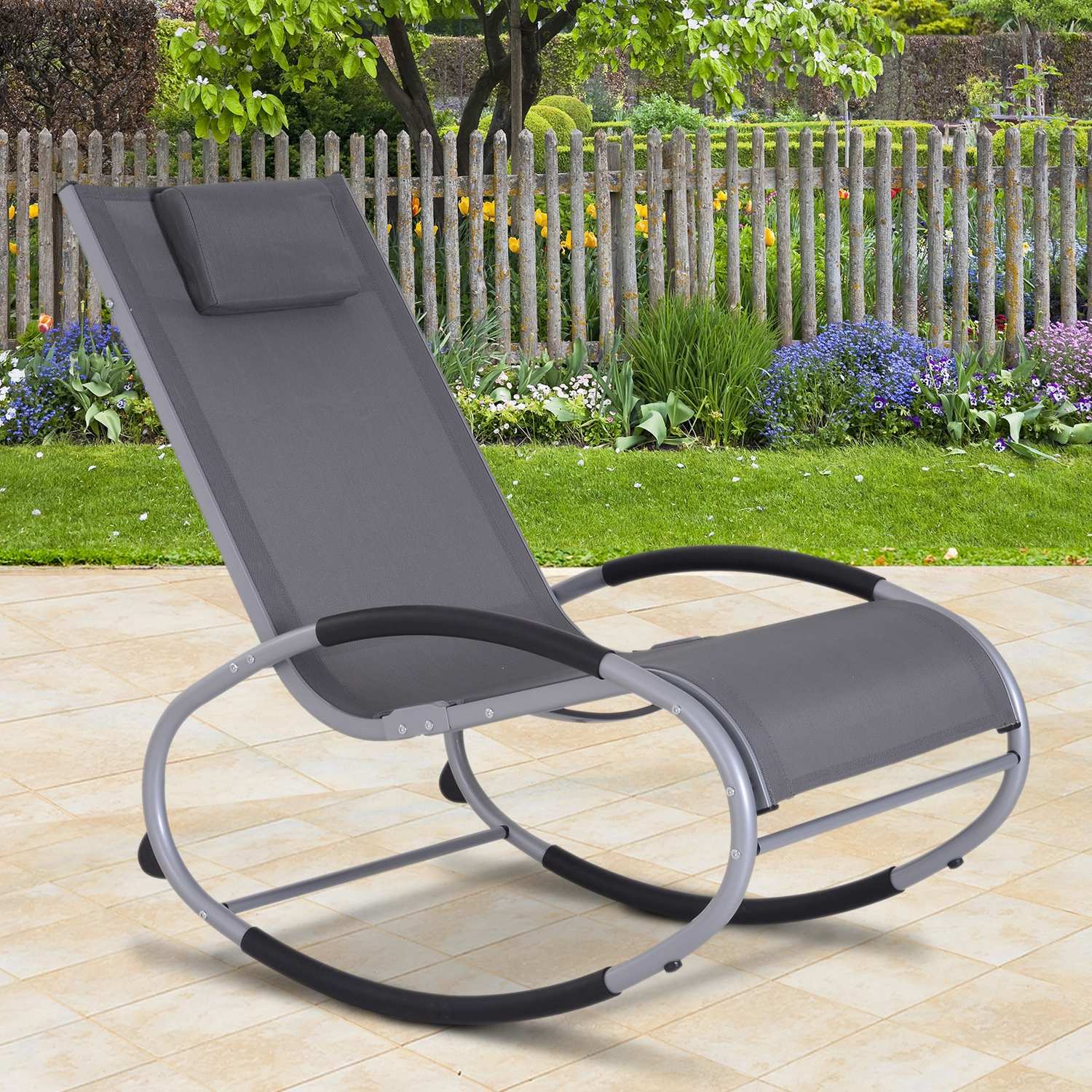 Garden Swing Lounger med kudde, väderbeständig aluminium