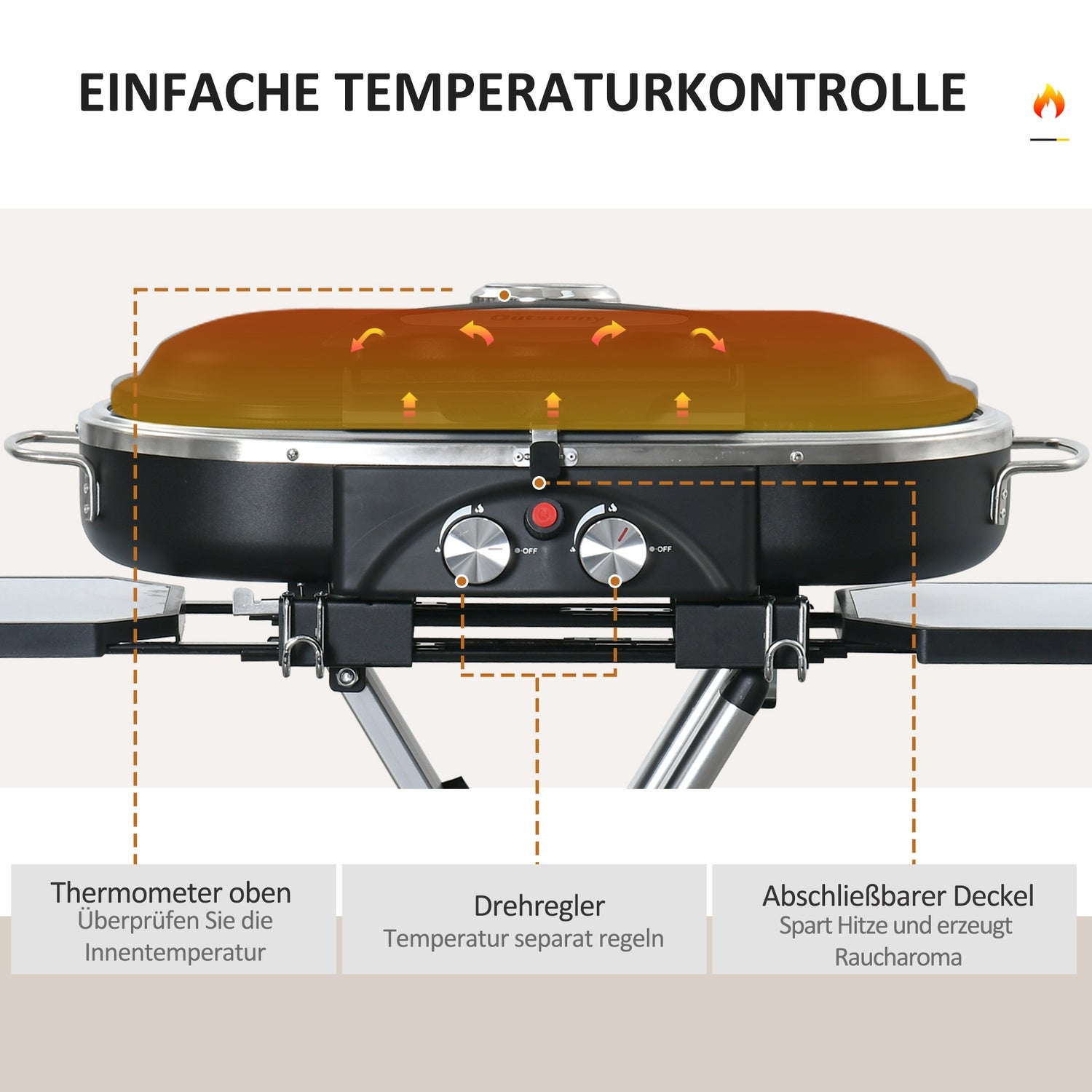 Plynový gril BBQ Cart, skládací, se 2 hořáky, z nerezové oceli