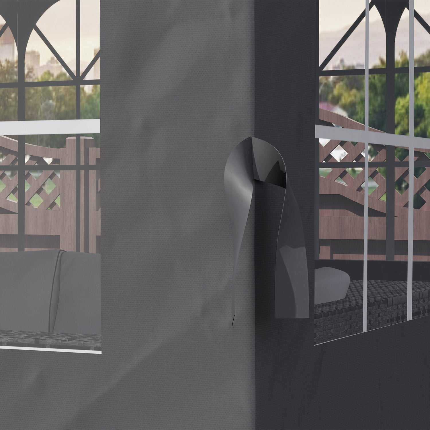 Gazebo sidopaneler, 4 mörkgrå polyesterväggar, 3x4m