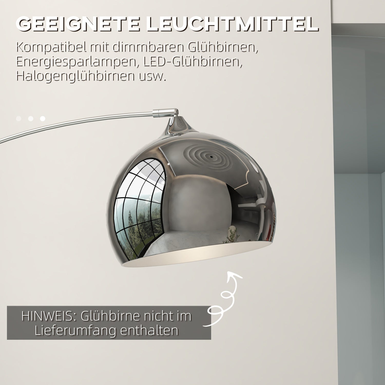 Golvlampa, justerbar höjd med glödlampa, Silver E27 Sockel