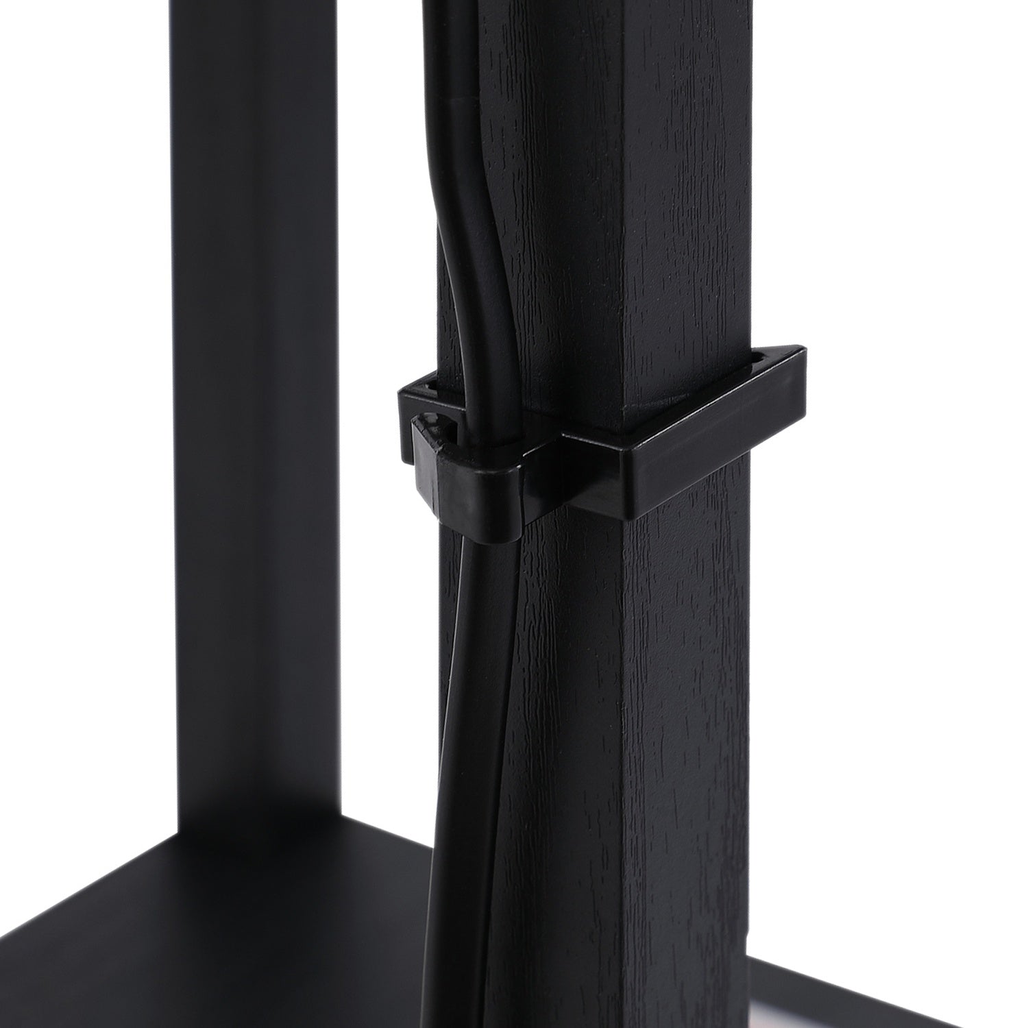 Golvlampa med hyllor – svart trä, 160cm, E27 40W