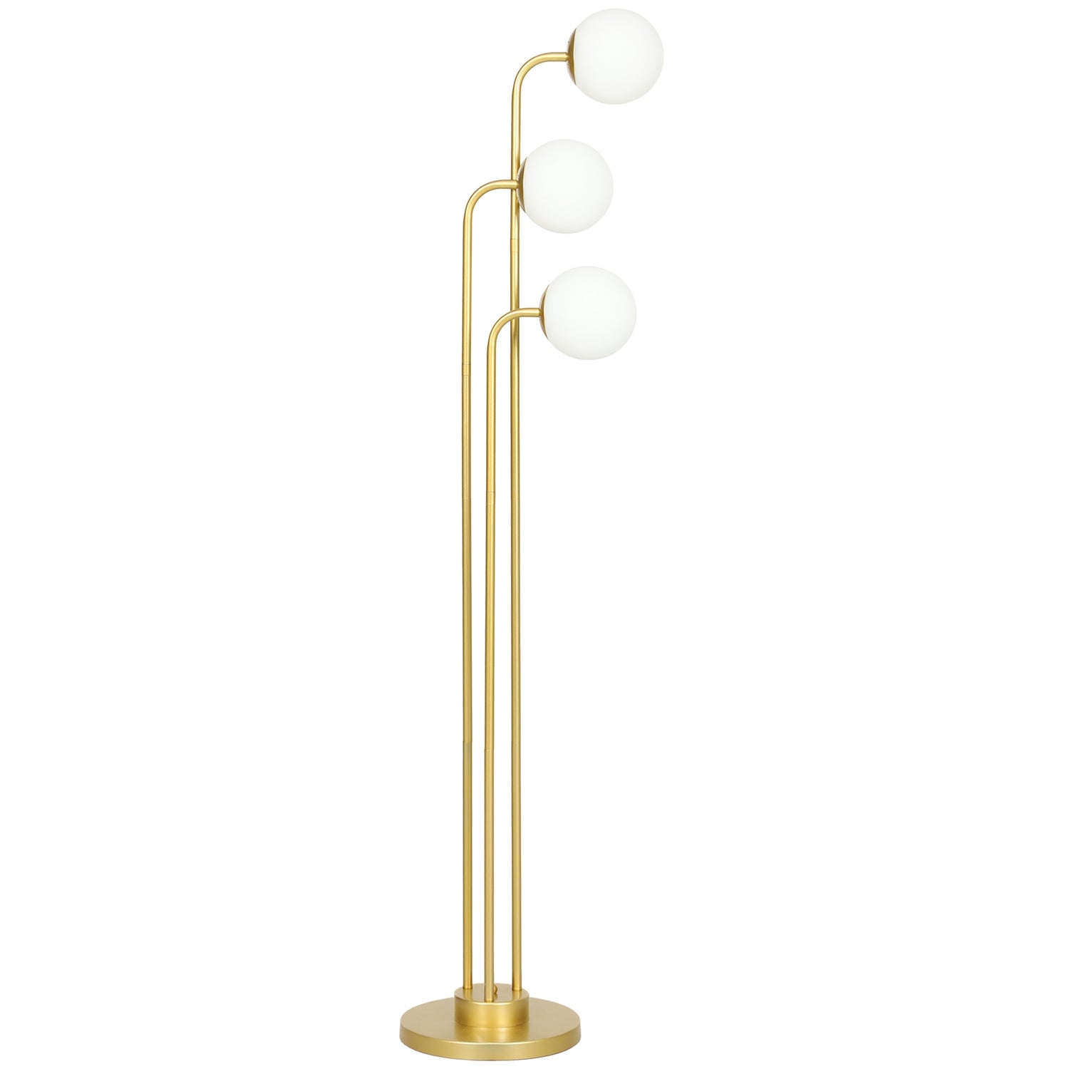 Stojací lampa s otočnými stínidly – 120W, zlatá, 1,65m