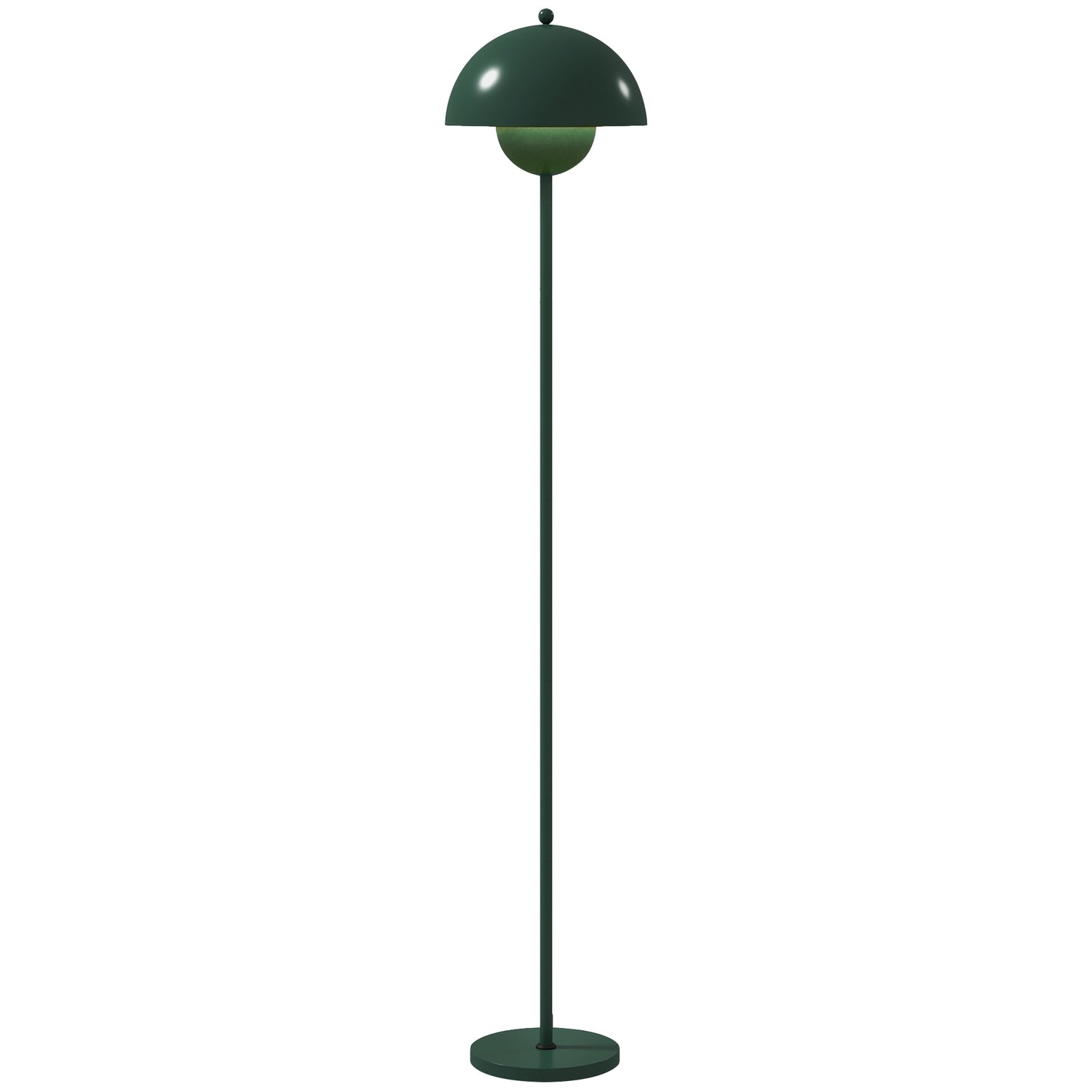 Golvlampa med rund skärm, fotkontakt, lång kabel, grön
