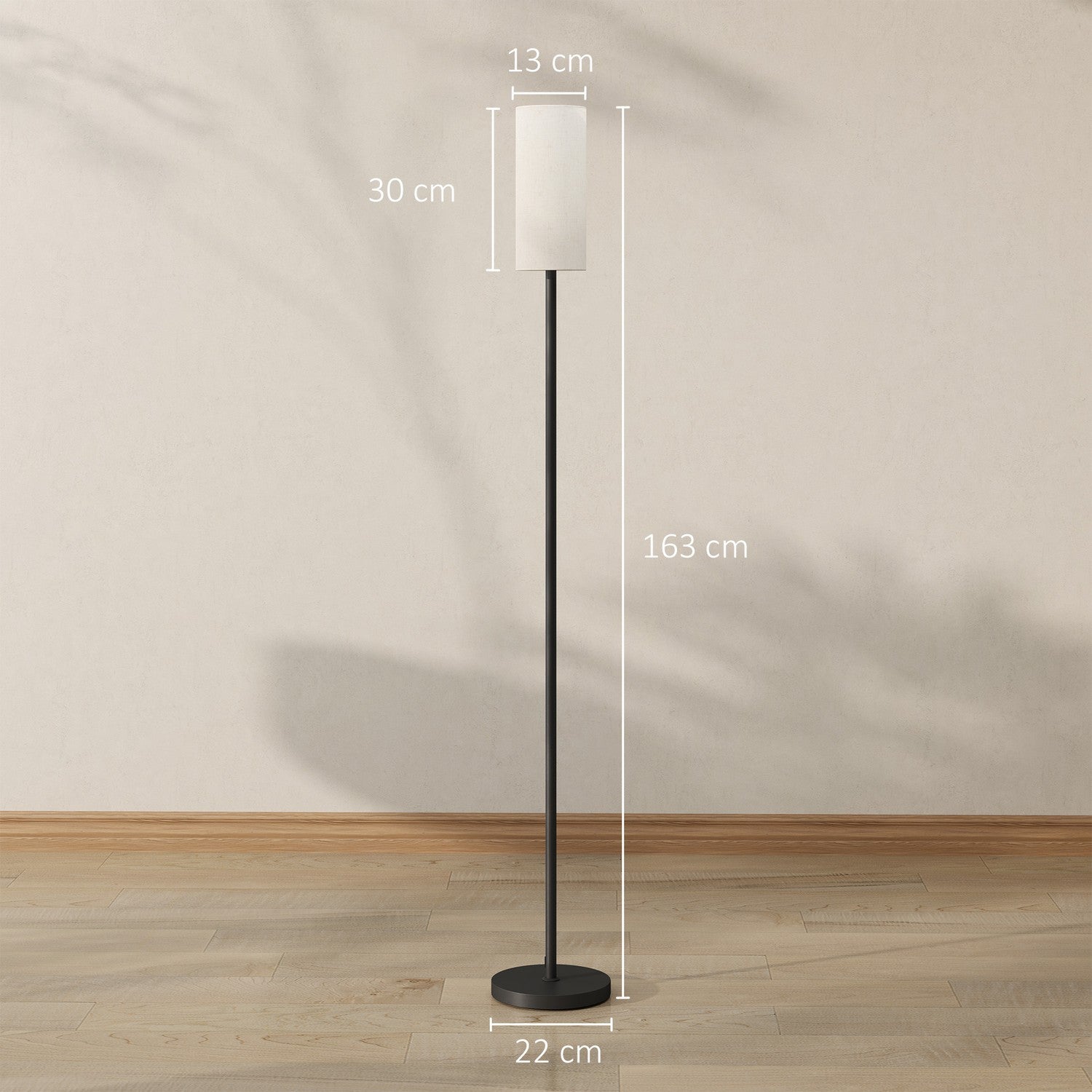 Stojací lampa s látkovým stínidlem, paticí E27 a nožním vypínačem