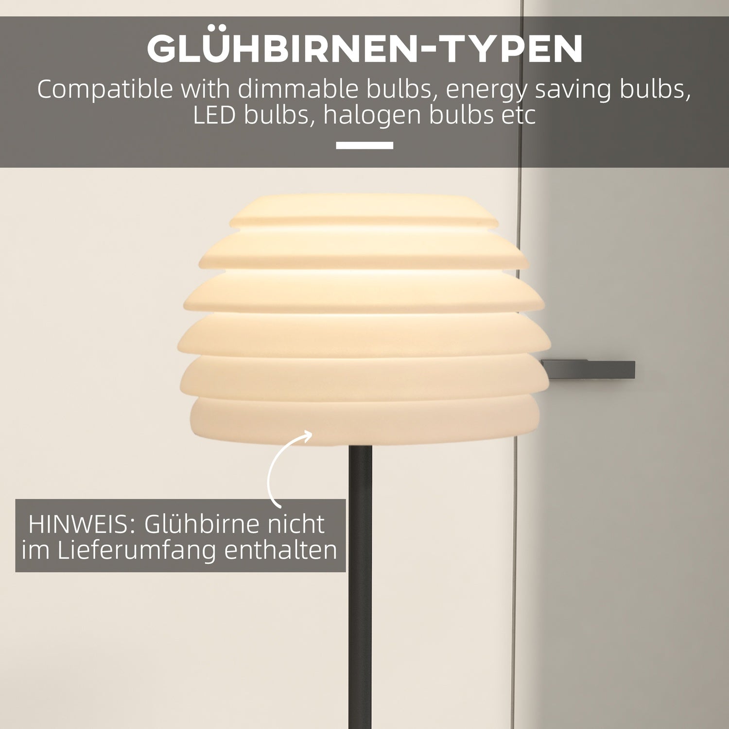 Venkovní a vnitřní stojací lampa, přenosná a stmívatelná, IP44, černá